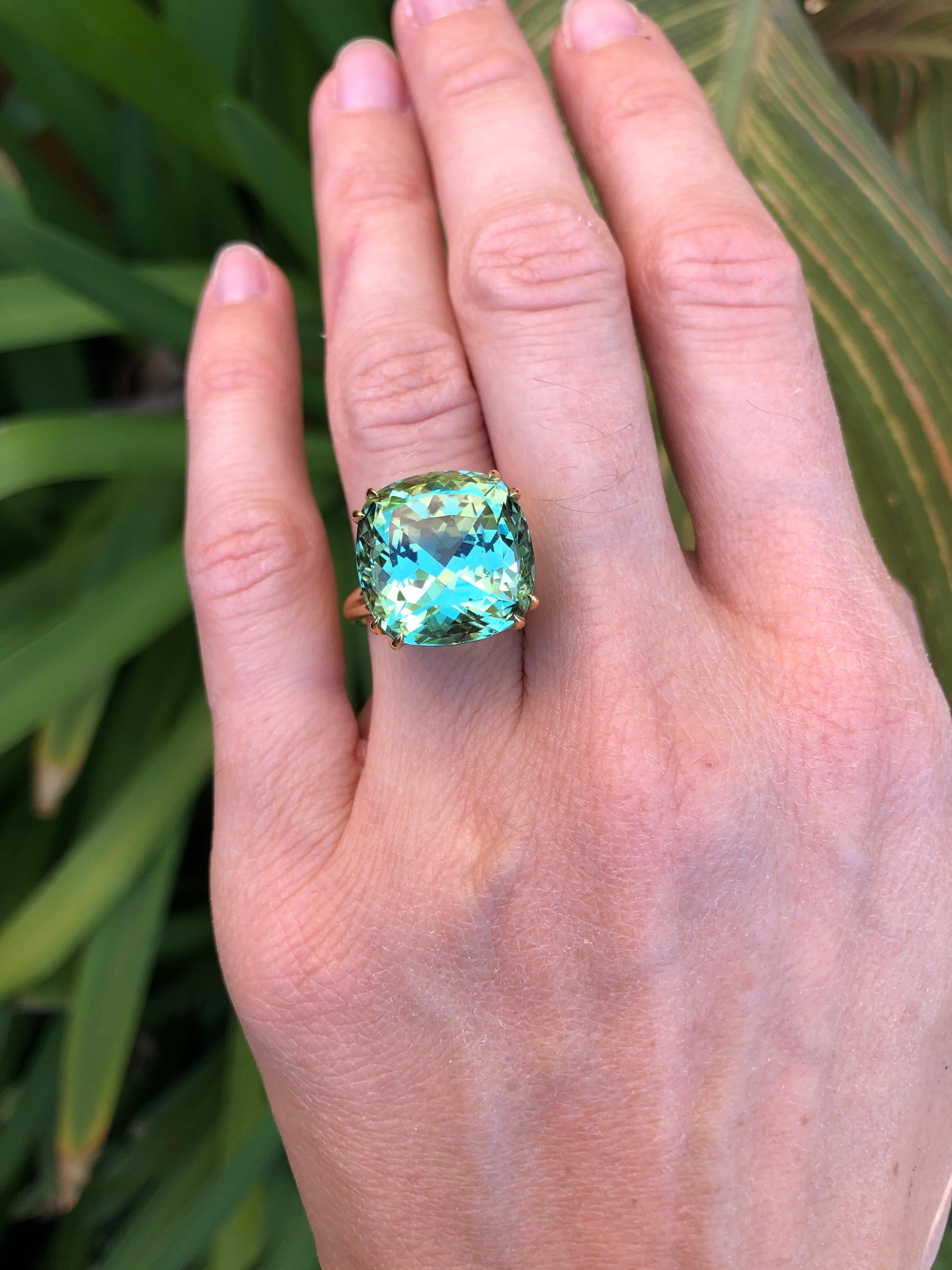 Mintgrüner Turmalin Ring 18,04 Karat Damen