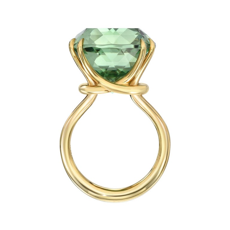 Contemporary Mint Green Tourmaline Ring 18.04 Carat For Sale