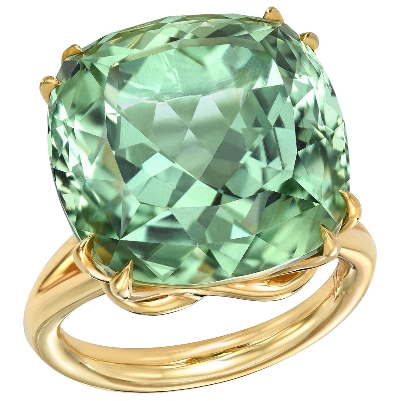 Retro Mint Green Tourmaline Diamond Cocktail Ring For Sale at 1stDibs