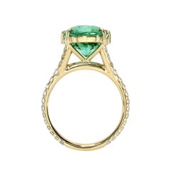 Exquisite Mint Green Tourmaline 18K Yellow Gold and Diamond Ring - Luxury Gift