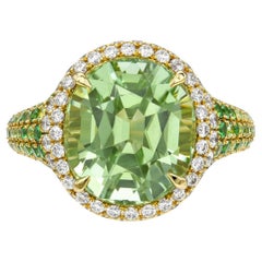 Mint Green Tourmaline Ring 7.37 Carat Oval