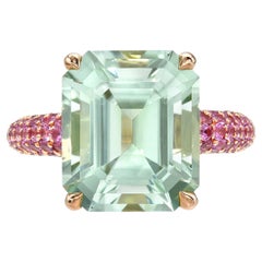 Mint Green Tourmaline Ring 7.70 Carat Emerald Cut