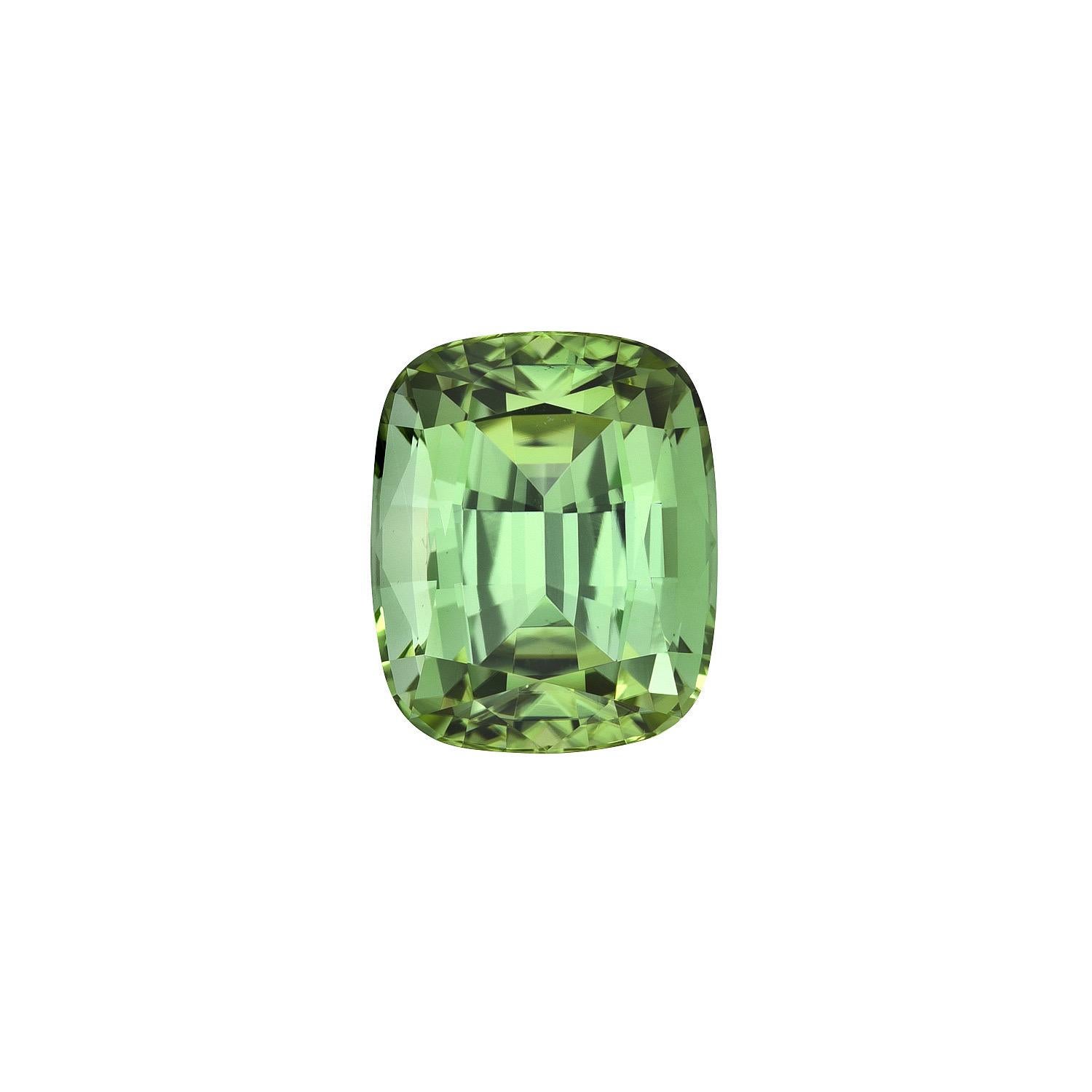 Contemporary Mint Green Tourmaline Ring Gem 4.49 Carat Unmounted Cushion Loose Gemstone For Sale