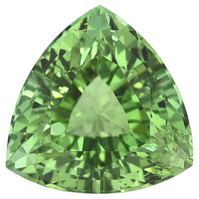 Mint Green Tourmaline Ring Gem 4.52 Carat Unmounted Trillion Loose Gemstone For Sale