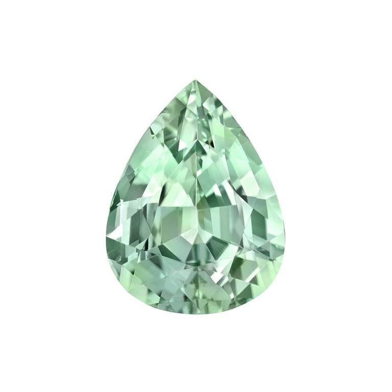 Mint Green Tourmaline Ring Gem 4.96 Carat Unset Pear Shaped Loose Gemstone