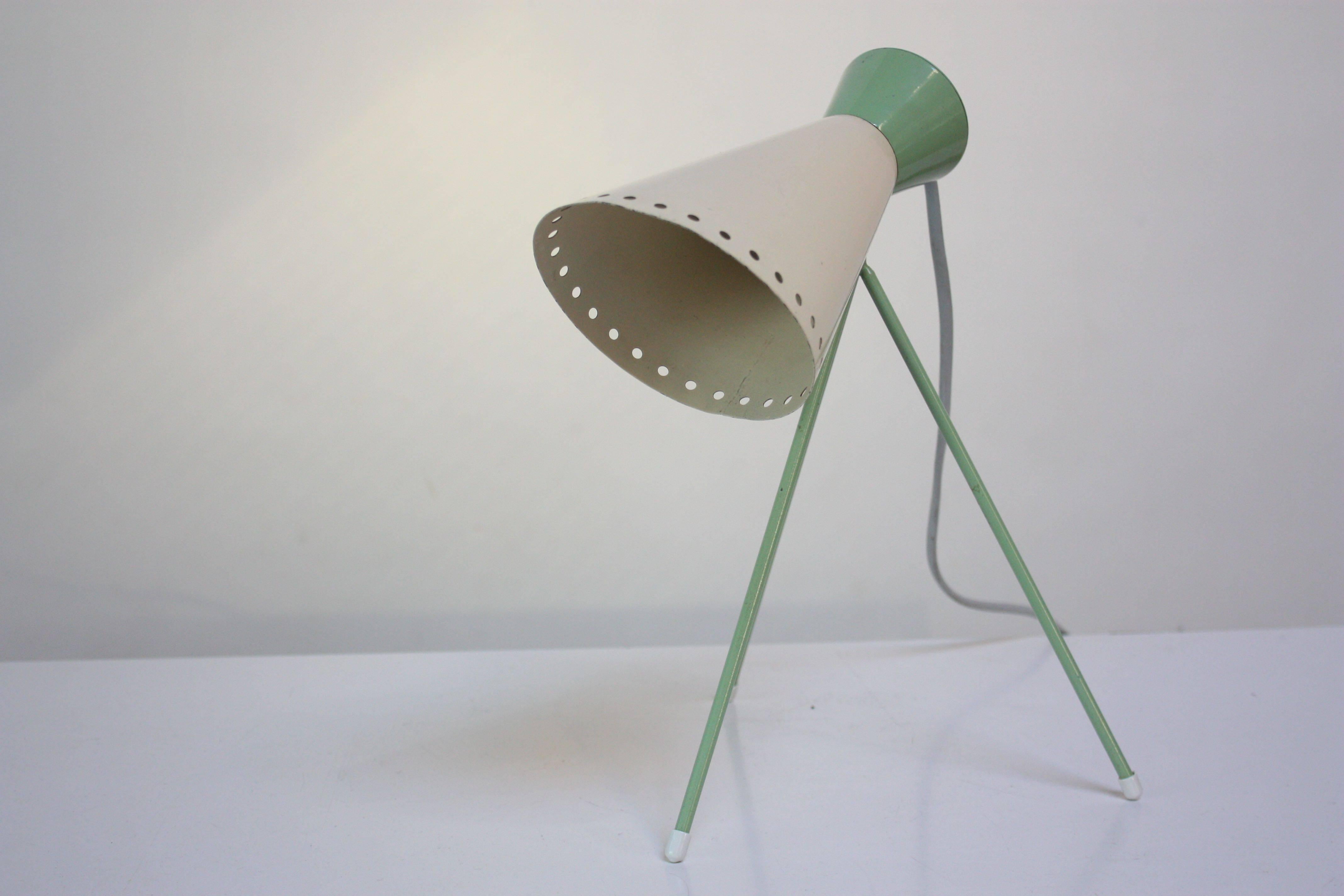 Mid-Century Modern Mint Green Tripod Table Lamp by Josef Hurka for Napako
