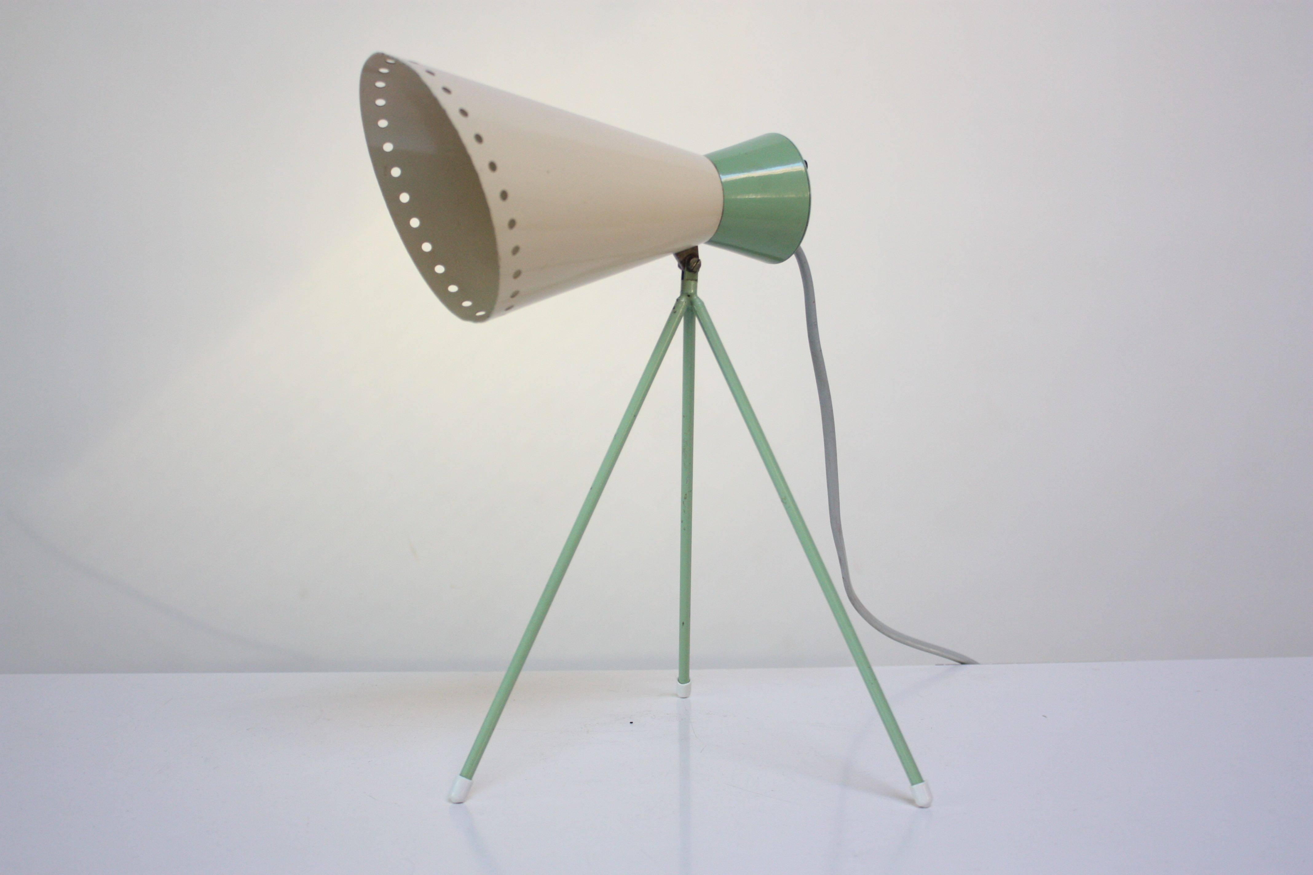 Czech Mint Green Tripod Table Lamp by Josef Hurka for Napako