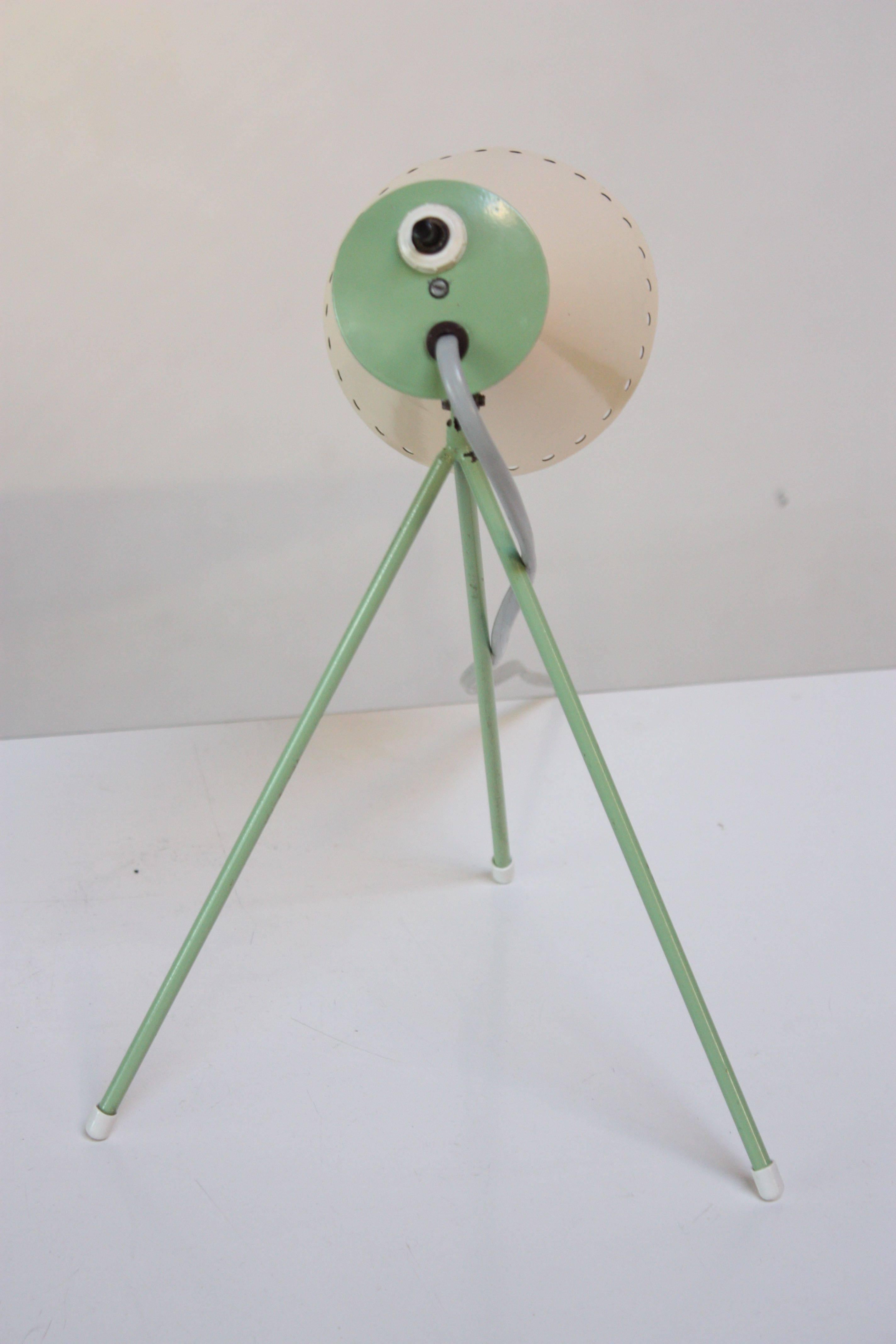 Enameled Mint Green Tripod Table Lamp by Josef Hurka for Napako