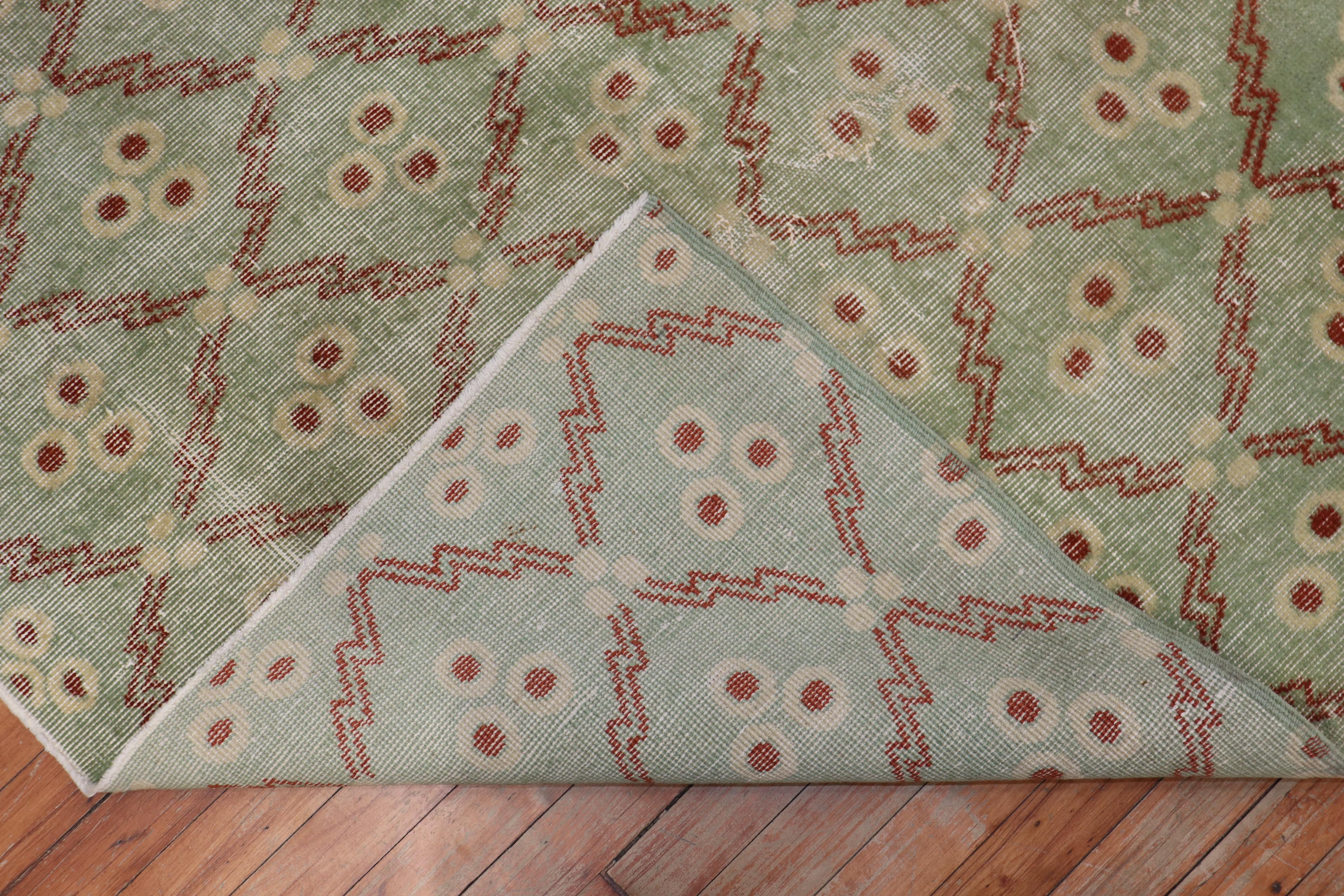 Wool Mint Green Turkish Deco Cintomani Rug