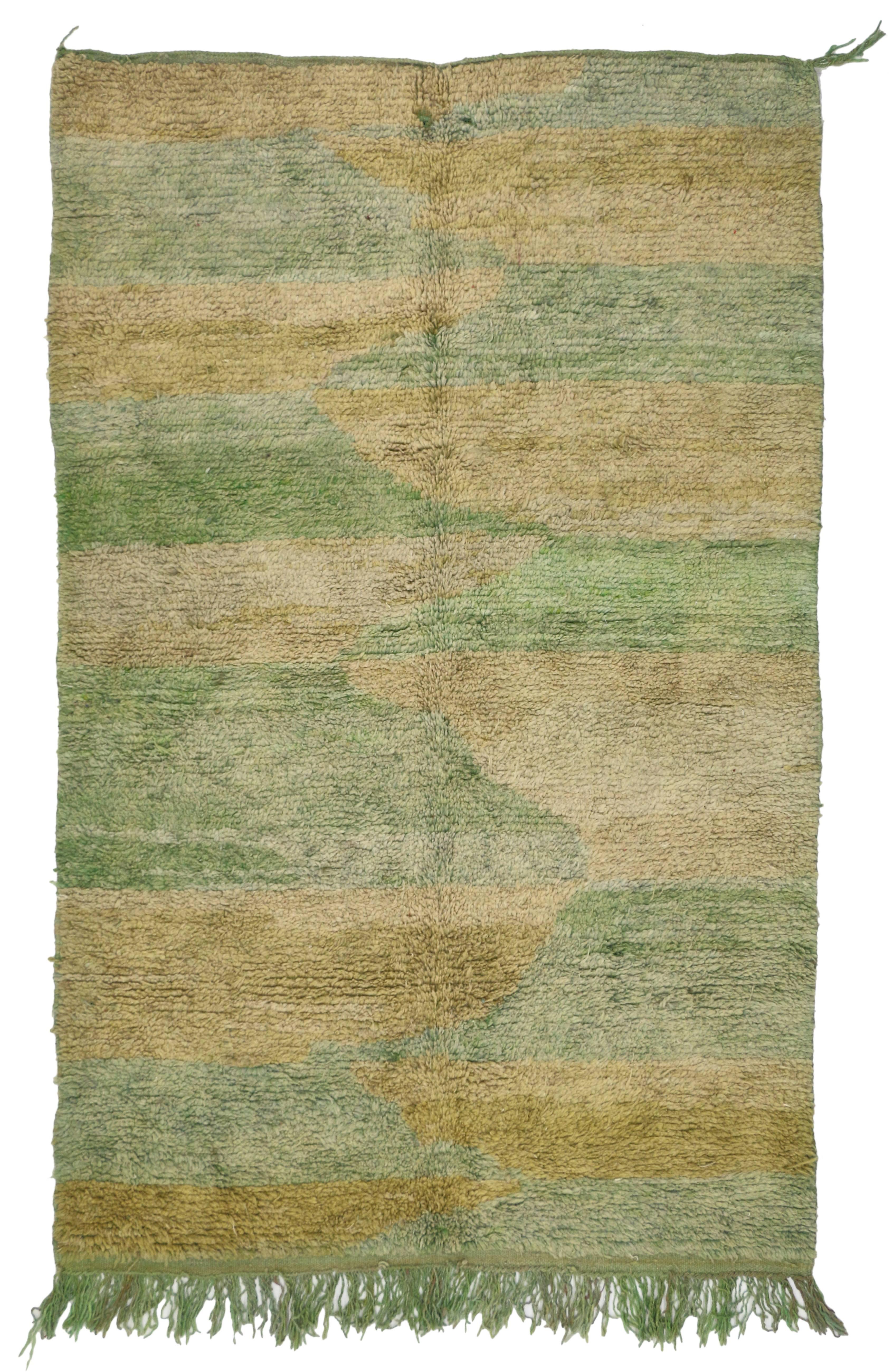 Soft Green Vintage Berber Moroccan Rug with Modern Style 2