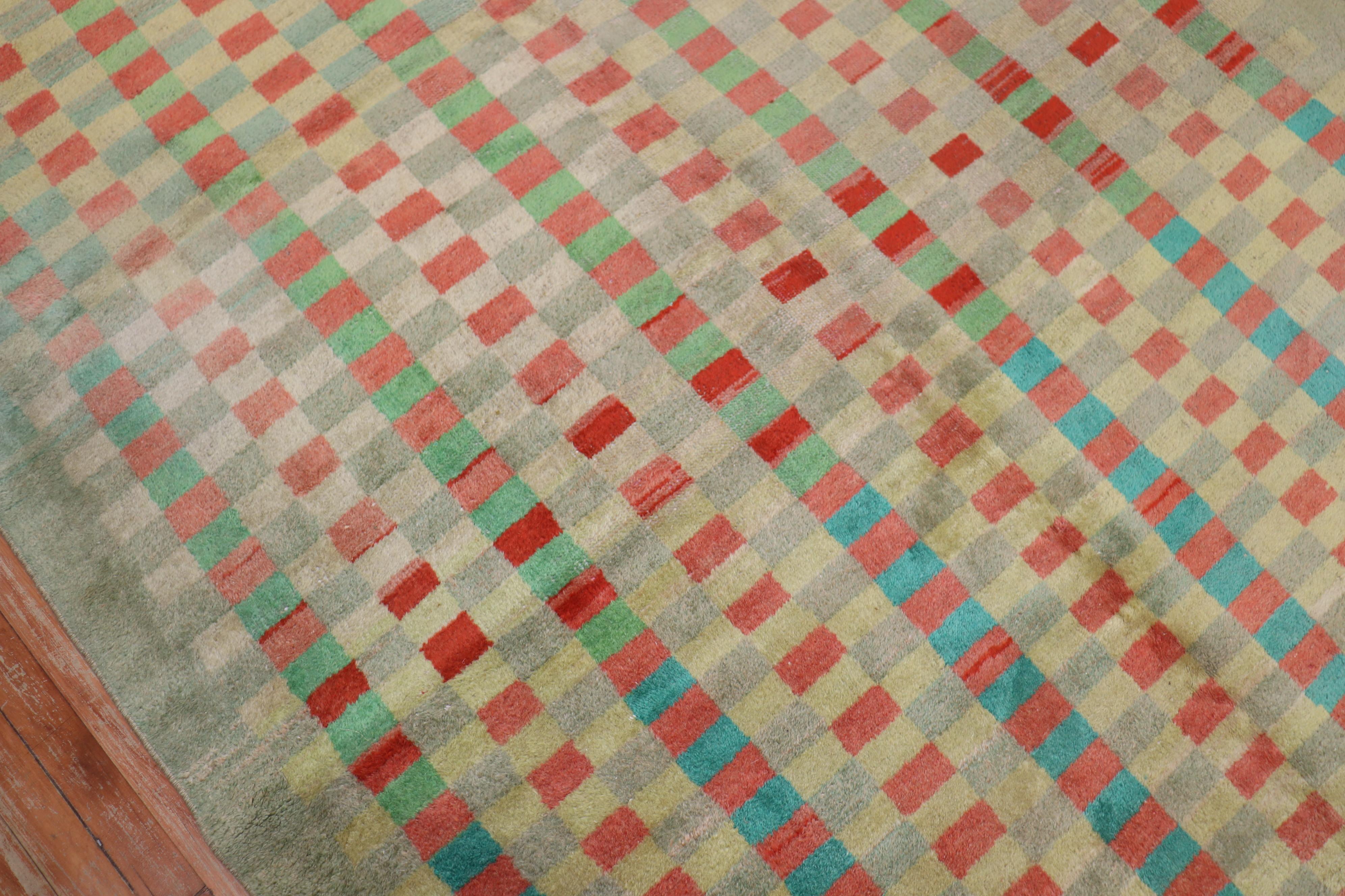 green checkerboard rug