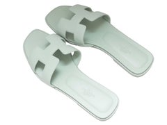 Mint Hermes Oran Slide Sandals