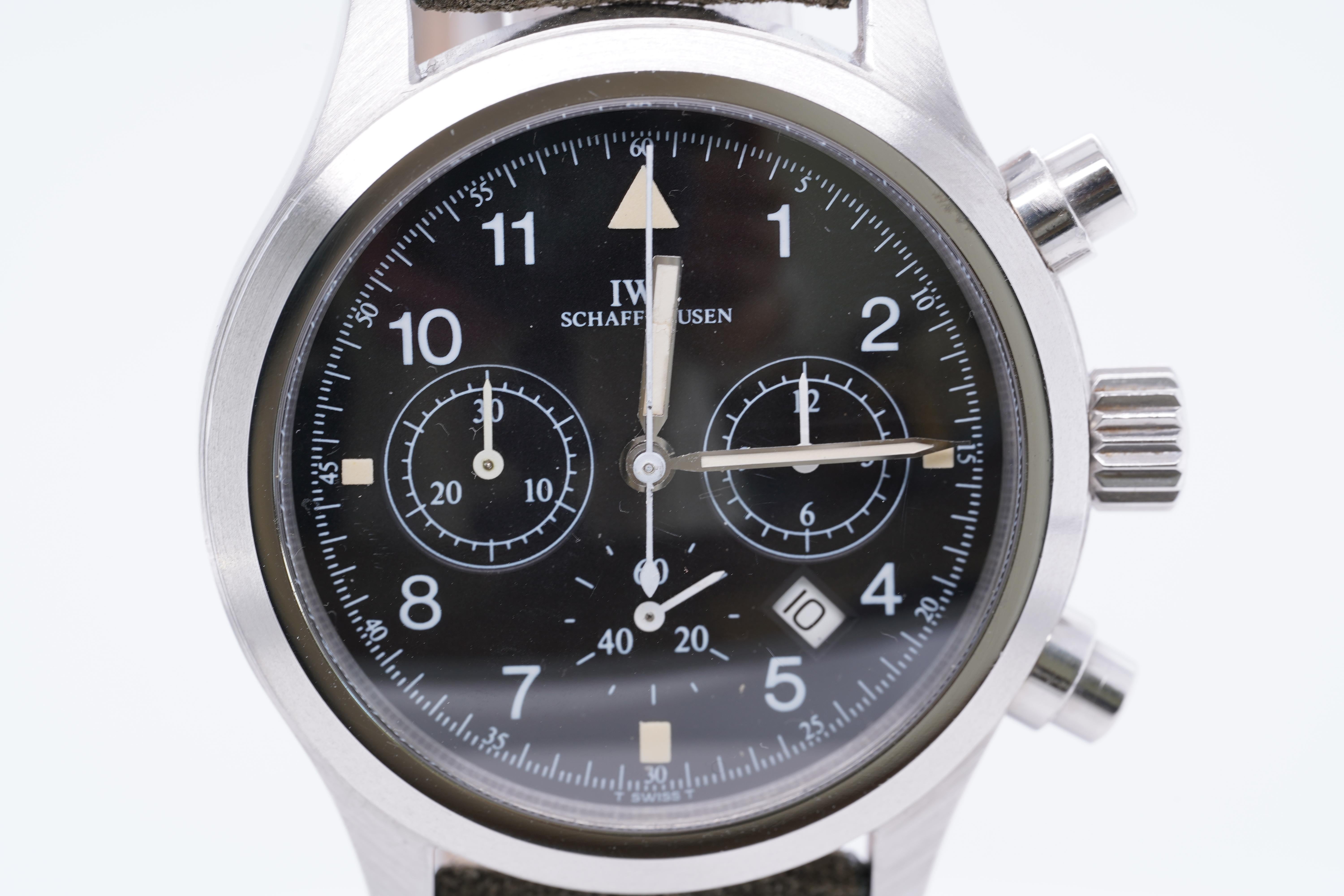 Women's or Men's IWC Schaffhausen Fliegerchronograph Pilot's Watch Suede Strap Orig Box