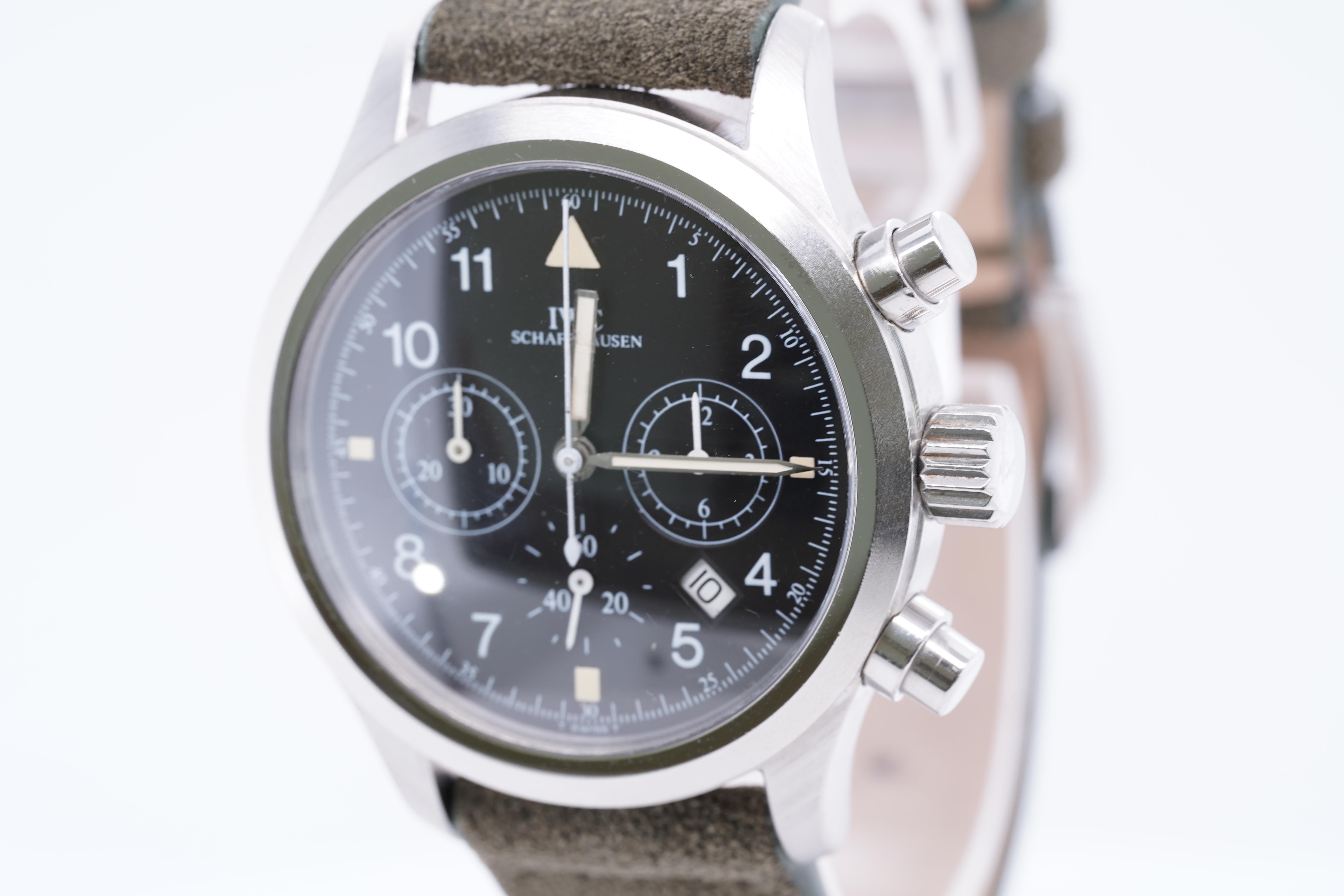 IWC Schaffhausen Fliegerchronograph Pilot's Watch Suede Strap Orig Box 1