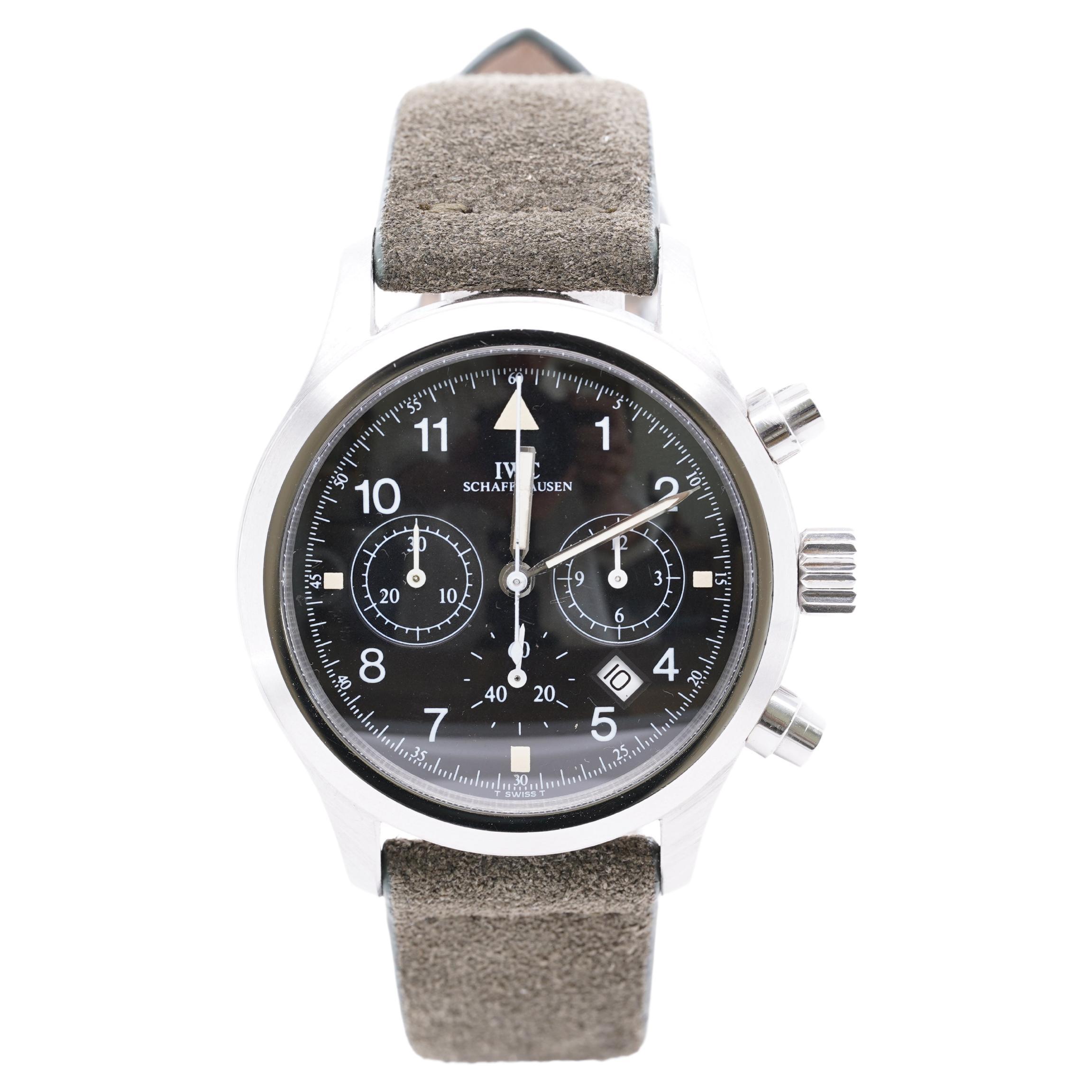 IWC Schaffhausen Fliegerchronograph Pilot's Watch Suede Strap Orig Box