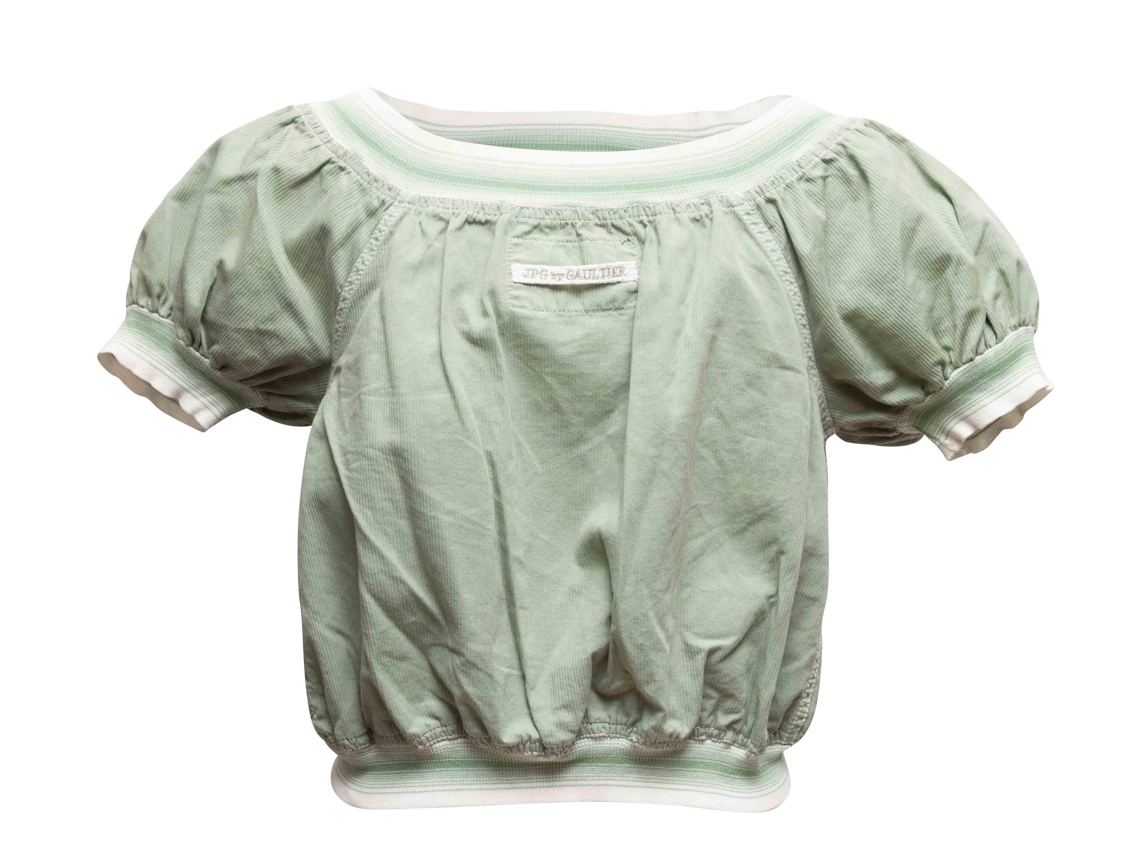 Gris Mint JPG Jean's Short Puff Sleeve Top Size US 8 en vente