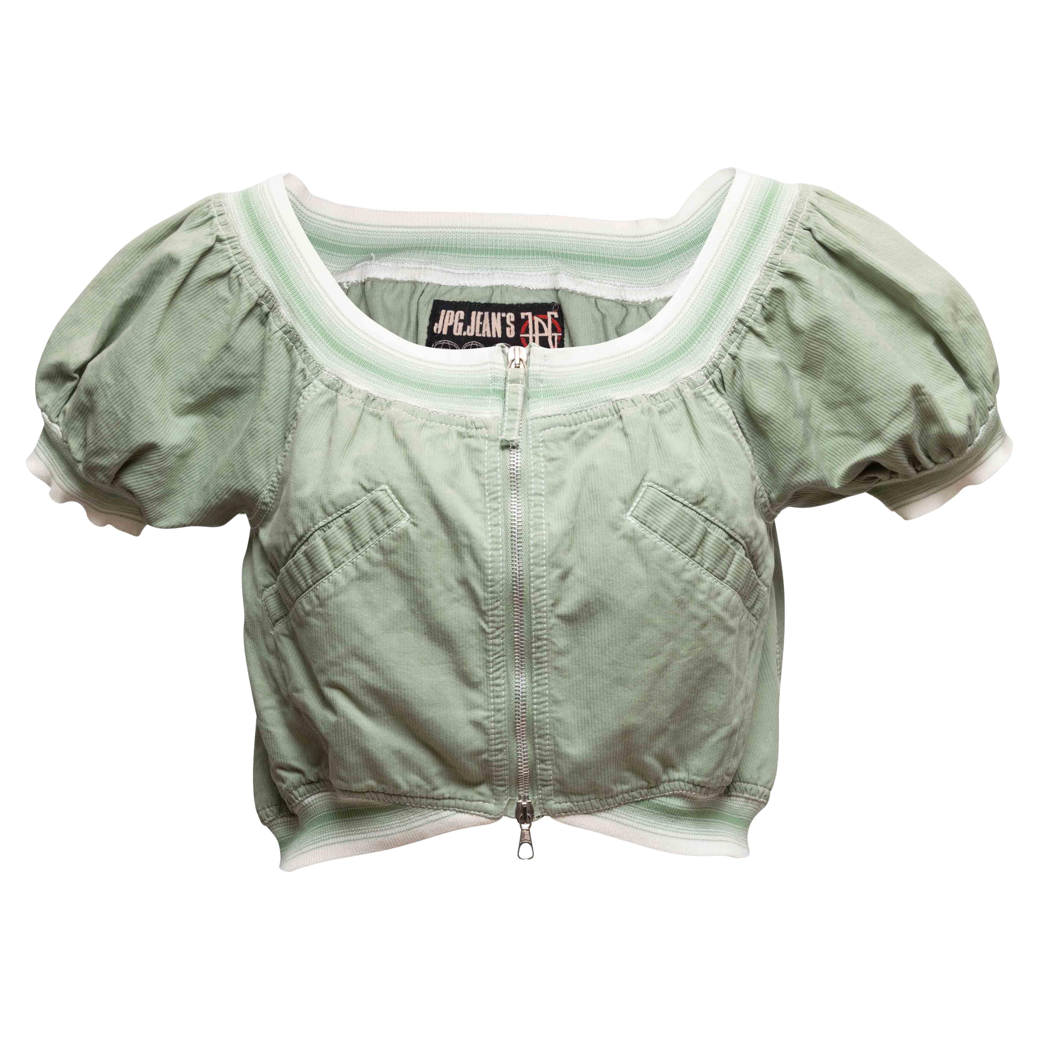 Mint JPG Jean's Short Puff Sleeve Top Size US 8 en vente