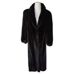 Manteau de fourrure de vison noir lustré (Taille 14 L)