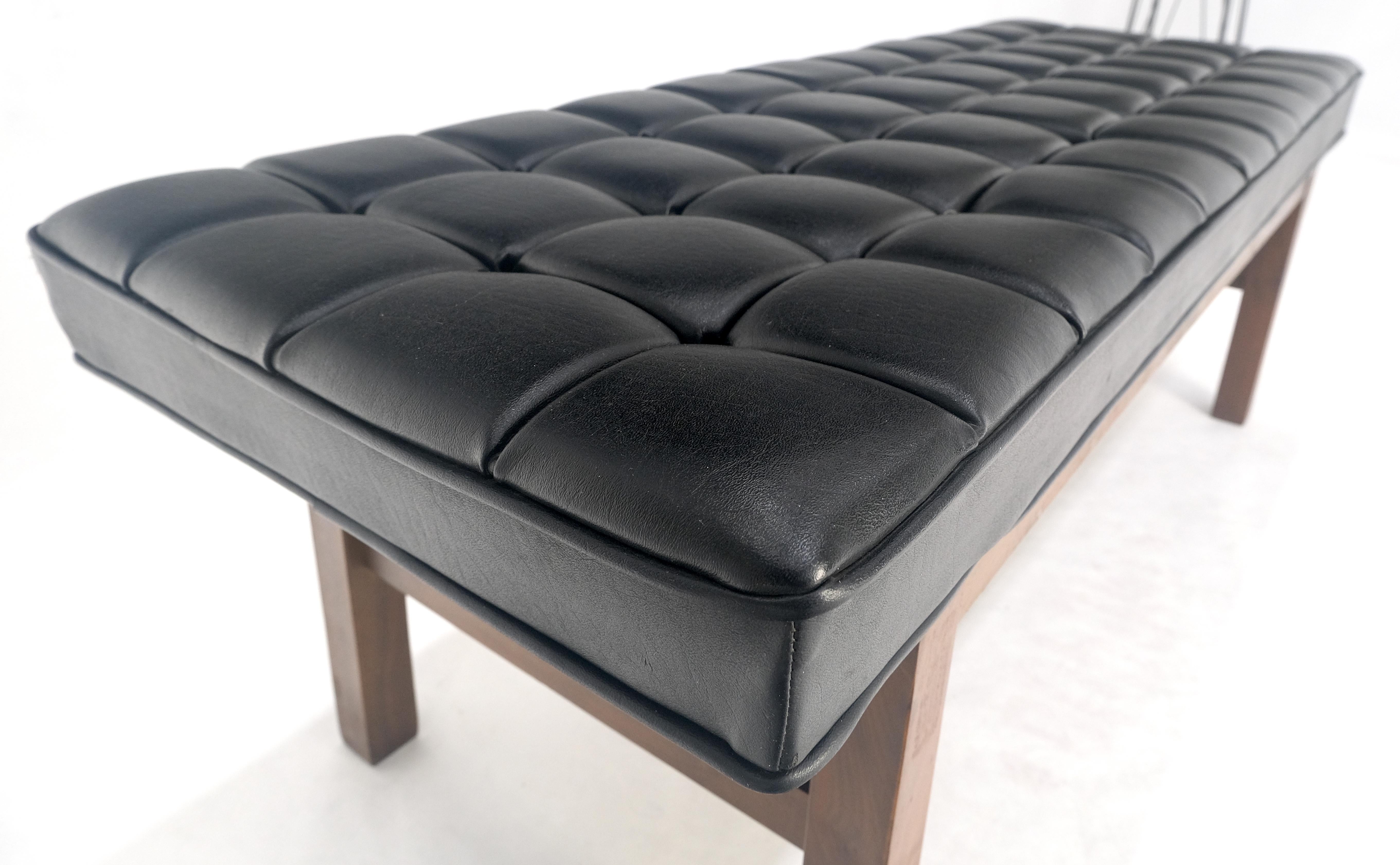 Mid-Century Modern MINT Mid Century Modern Black Tufted Upholstery Solid Oiled Walnut Base MINT! For Sale
