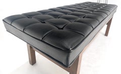 MINT Mid Century Modern Black Tufted Upholstery Solid Oiled Walnut Base MINT!