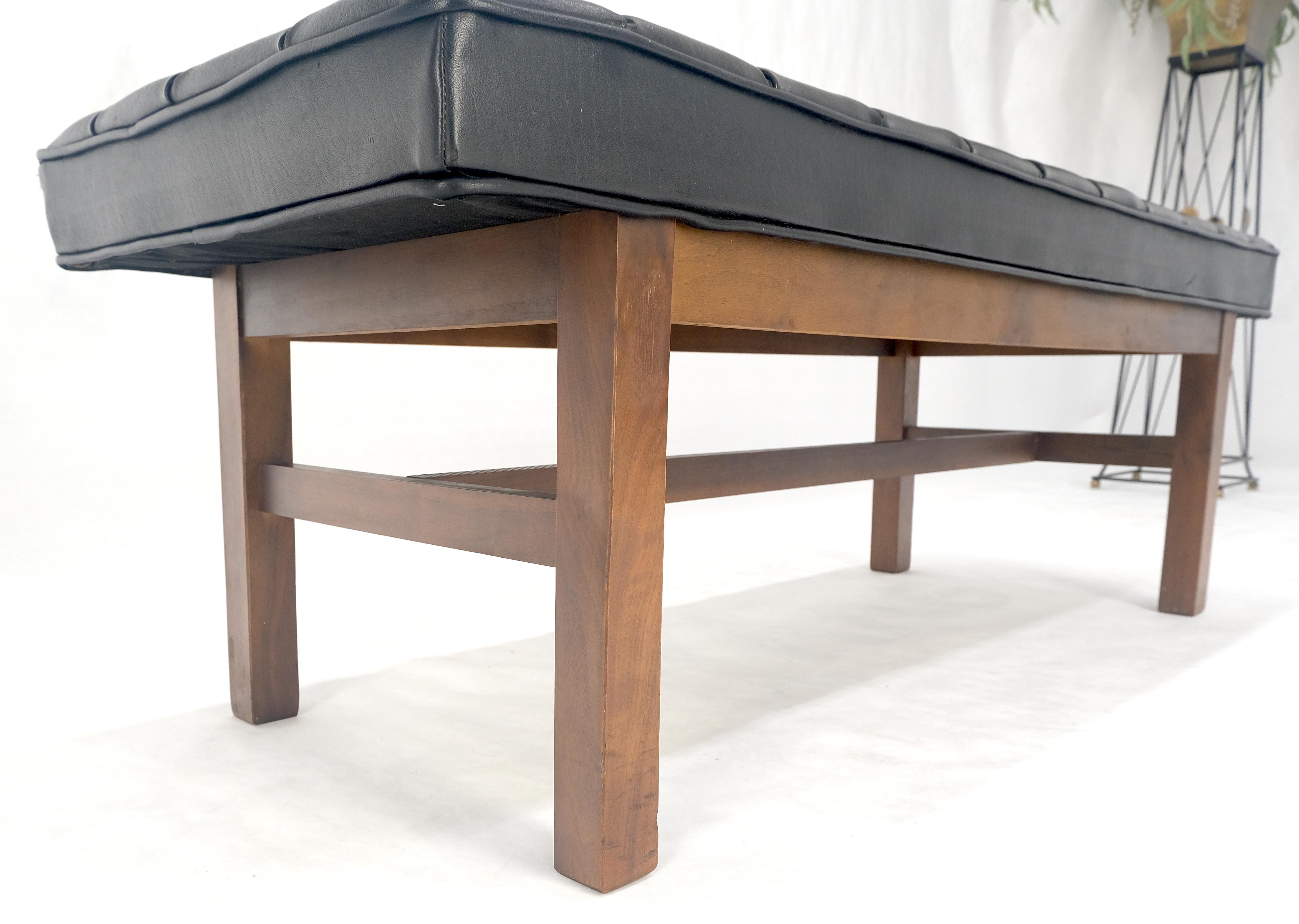 MINT Mid Century Modern Black Tufted Upholstery Solid Oiled Walnut Base MINT! For Sale 1