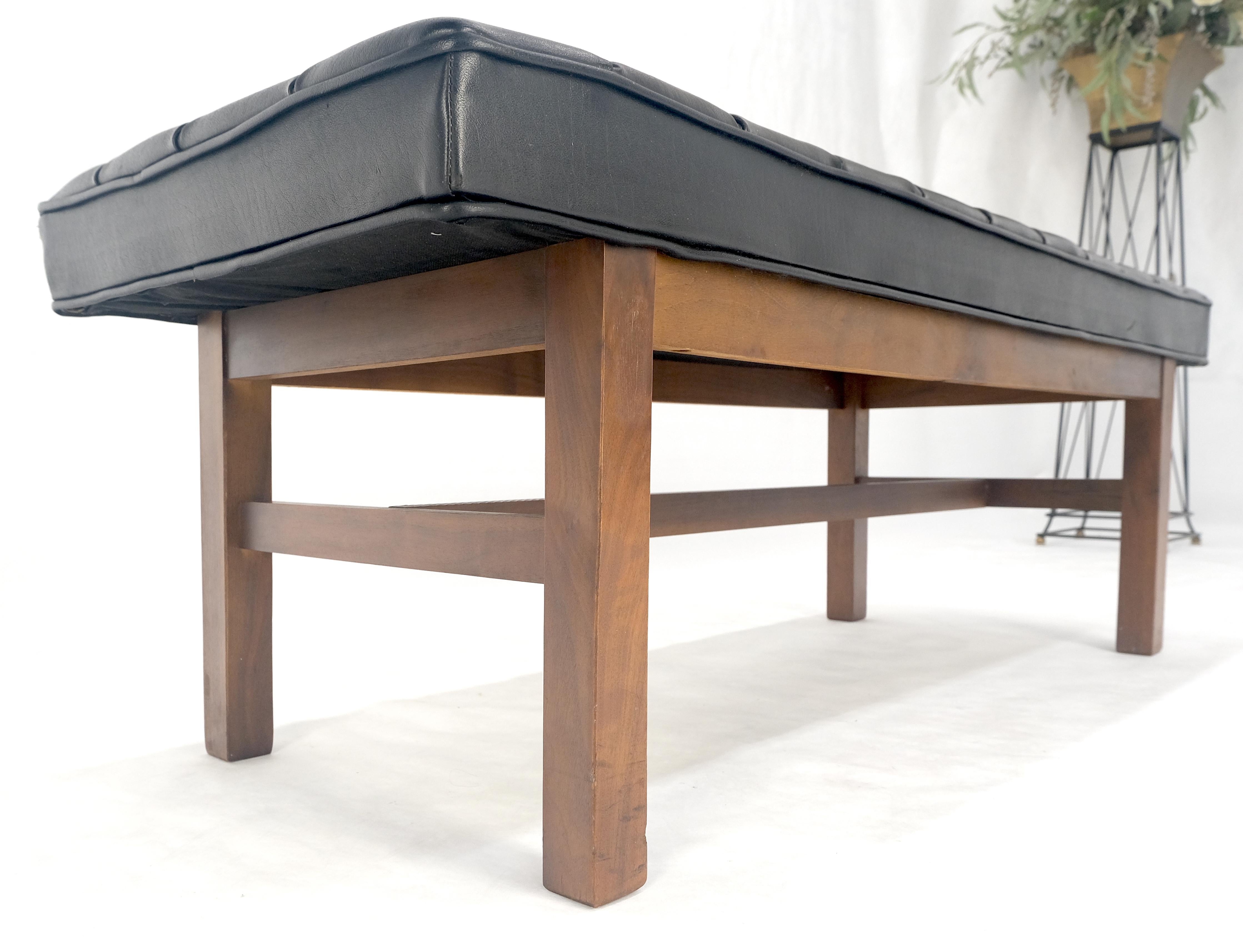 MINT Mid Century Modern Black Tufted Upholstery Solid Oiled Walnut Base MINT! For Sale 2
