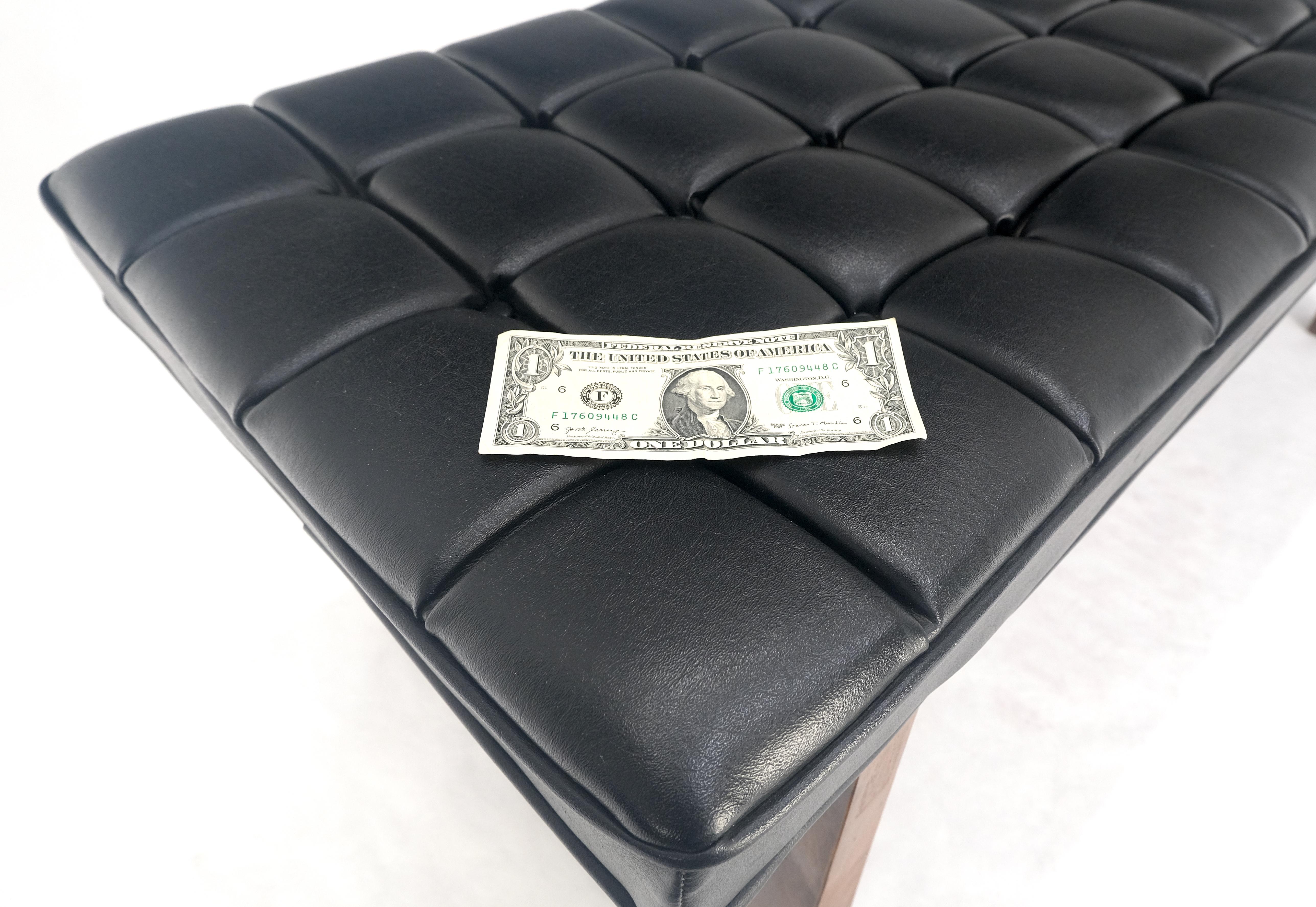 MINT Mid Century Modern Black Tufted Upholstery Solid Oiled Walnut Base MINT! For Sale 3