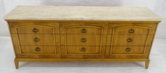 MINT Mid Century Modern Fruitwood 12 Drawers Travertine Top Dresser Credenza