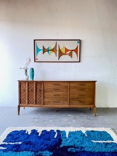 Mint Mid-Century Modern Lattice Motif w/ Cat Eye Credenza