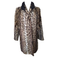 Mint ocelot mink collar fur coat size 6/S