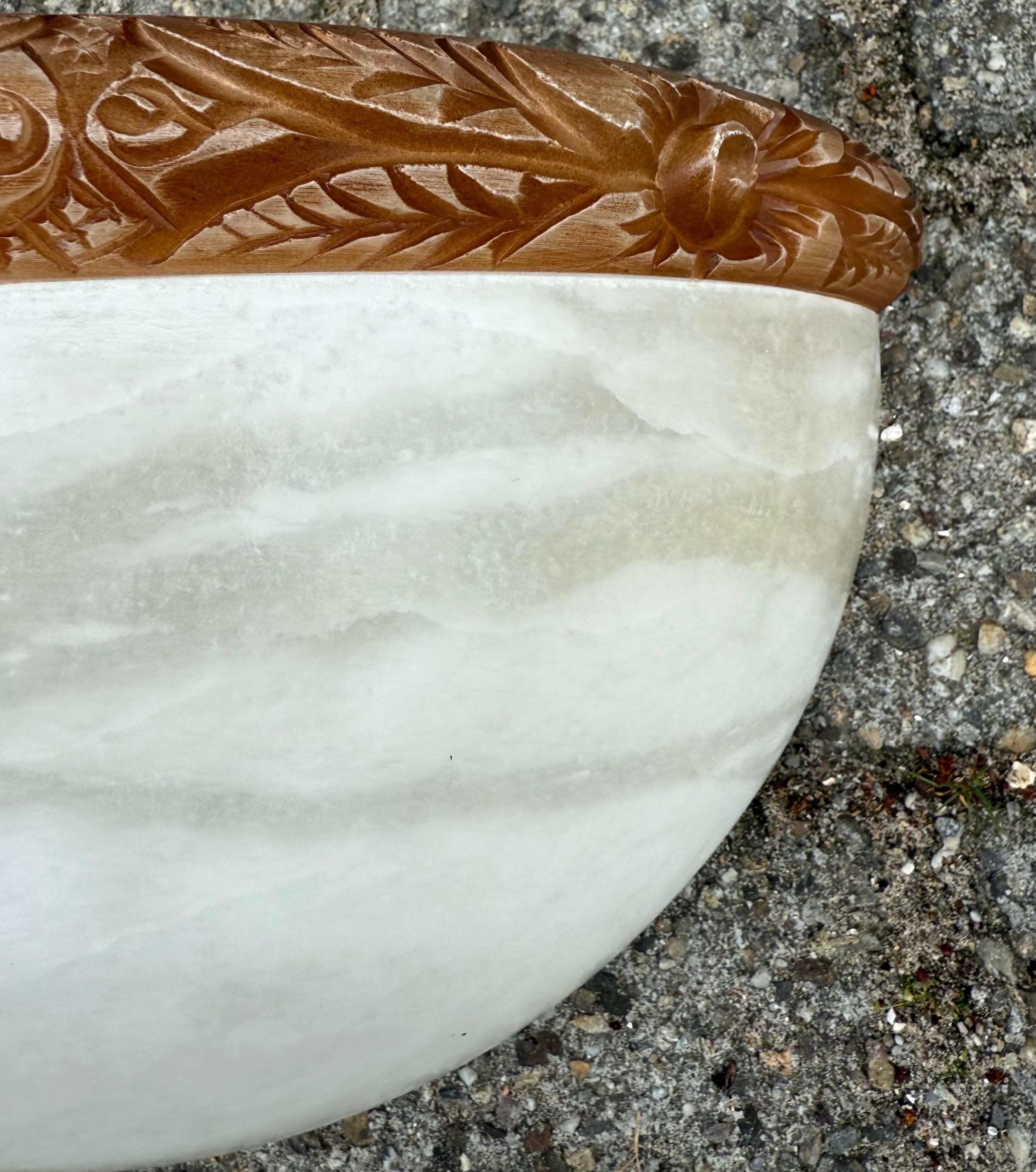 Paire d'appliques murales en albâtre blanc de style Art Deco, époque du milieu du siècle dernier. en vente 6