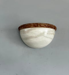 Mint Pair Art Deco Style White Alabaster Wall Sconces / Lights, MidCentury Era