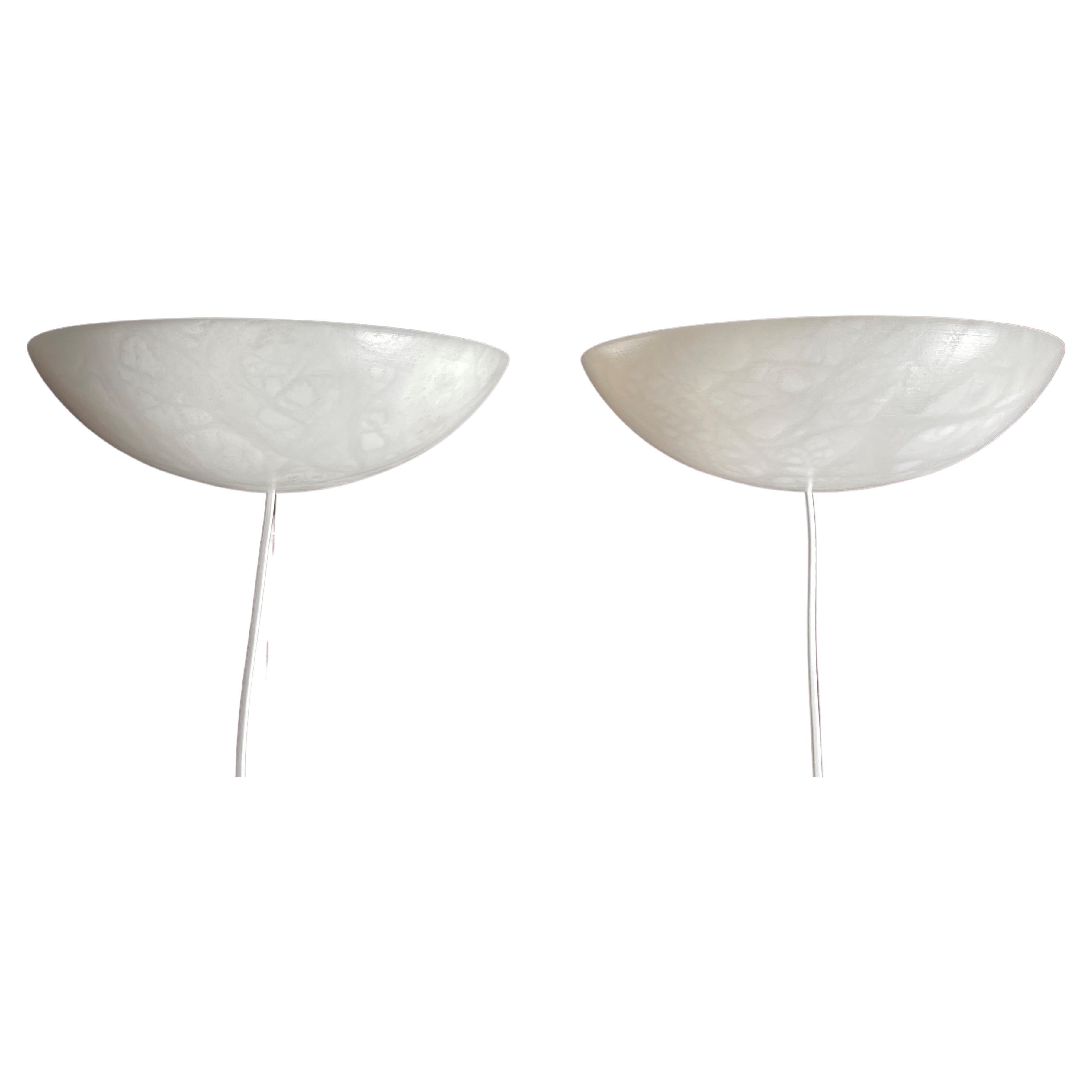 Mint Pair of Timeless & Good Size White Alabaster Wall Sconces w/ Stunning Veins For Sale