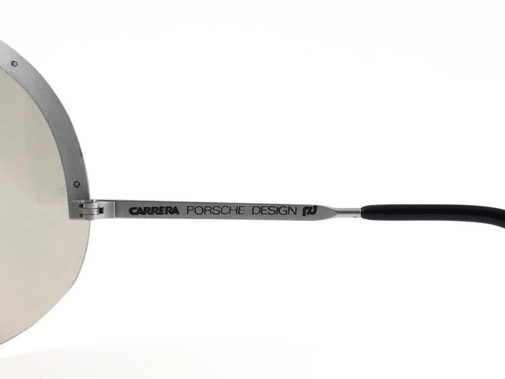 Mint Porsche Design 5620 Silver & Grey Vintage Shield Yoko Ono Sunglasses 1980 3