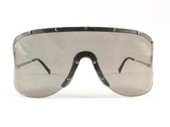 Mint Porsche Design 5620 Silver & Grey Vintage Shield Yoko Ono Sunglasses 1980