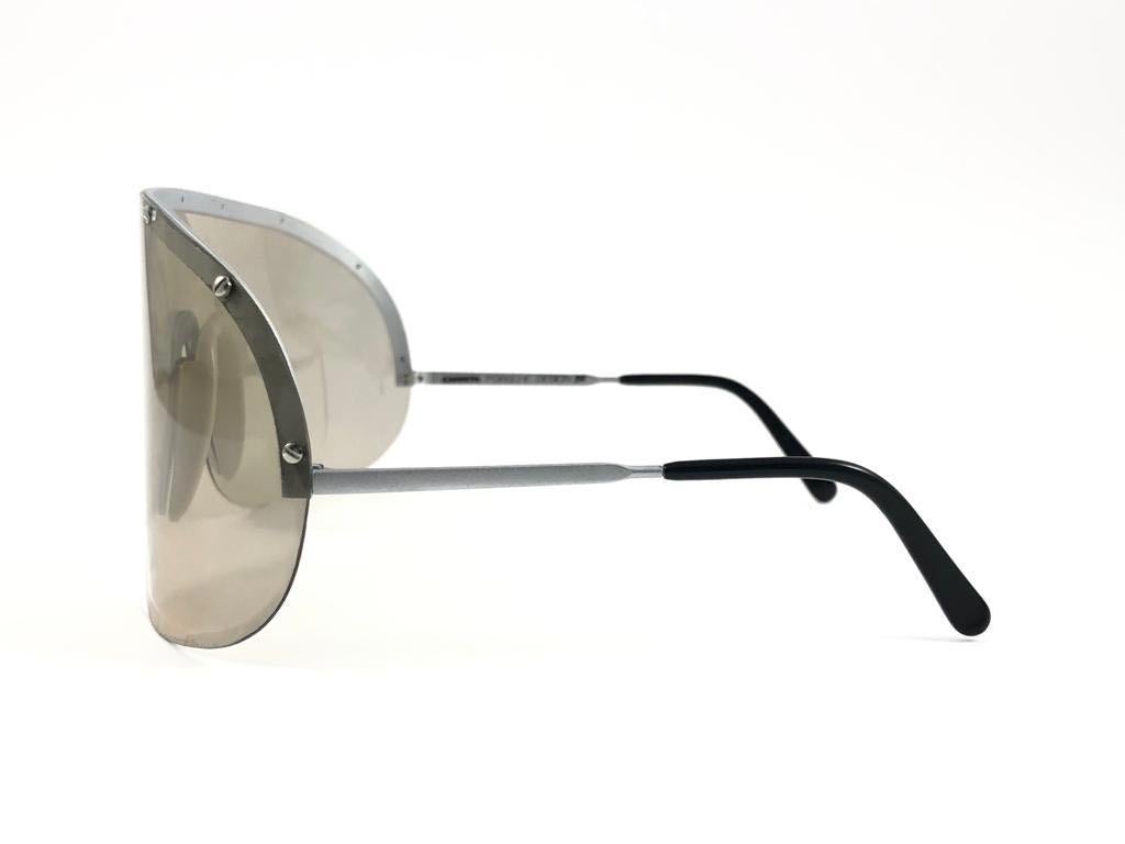 Mint Porsche Design 5620 Silver & Grey Vintage Shield Yoko Ono Sunglasses 1980 For Sale 1