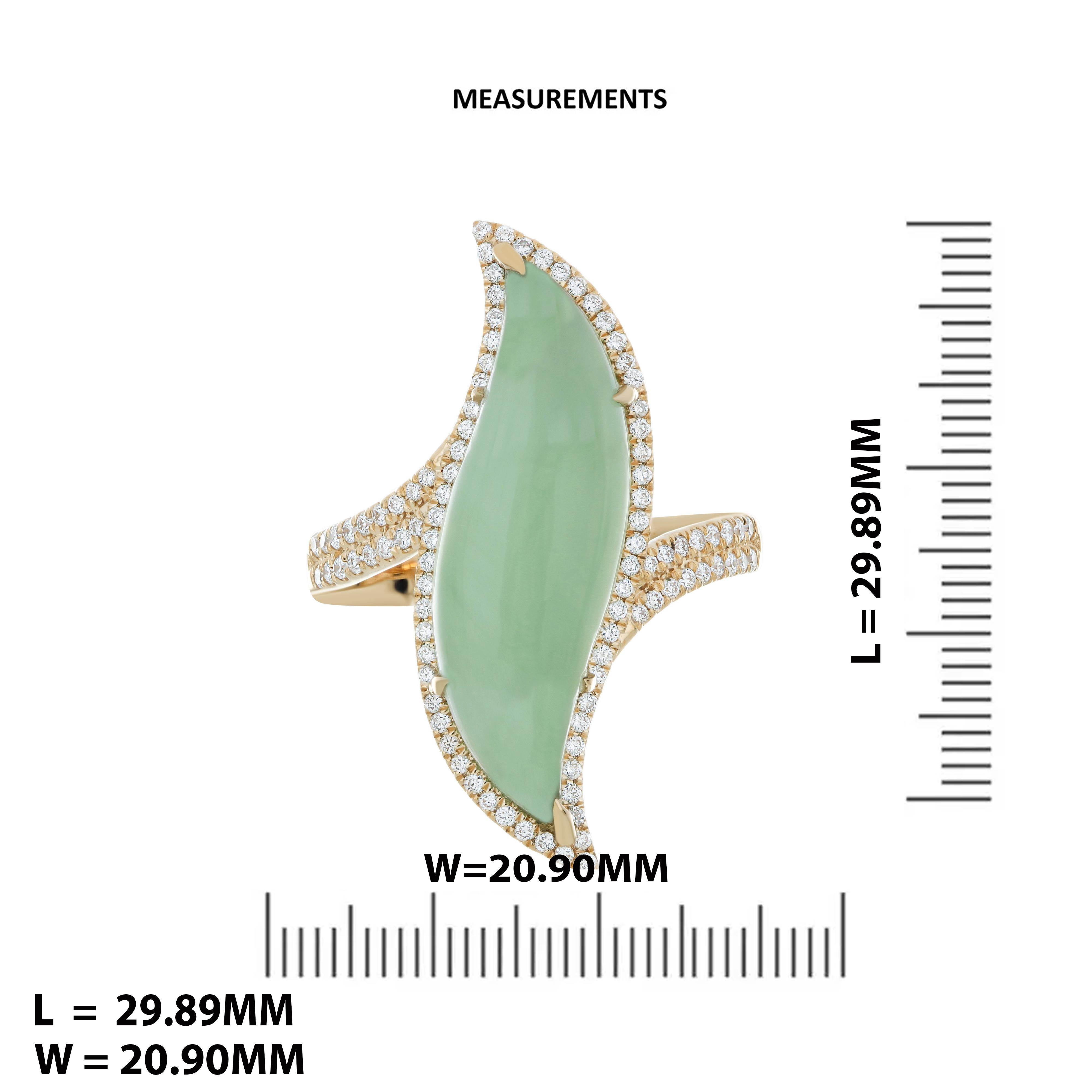 Mint Quartz and Diamond Ring in 14 Karat Yellow Gold Hand-Craft Ring For Sale 1