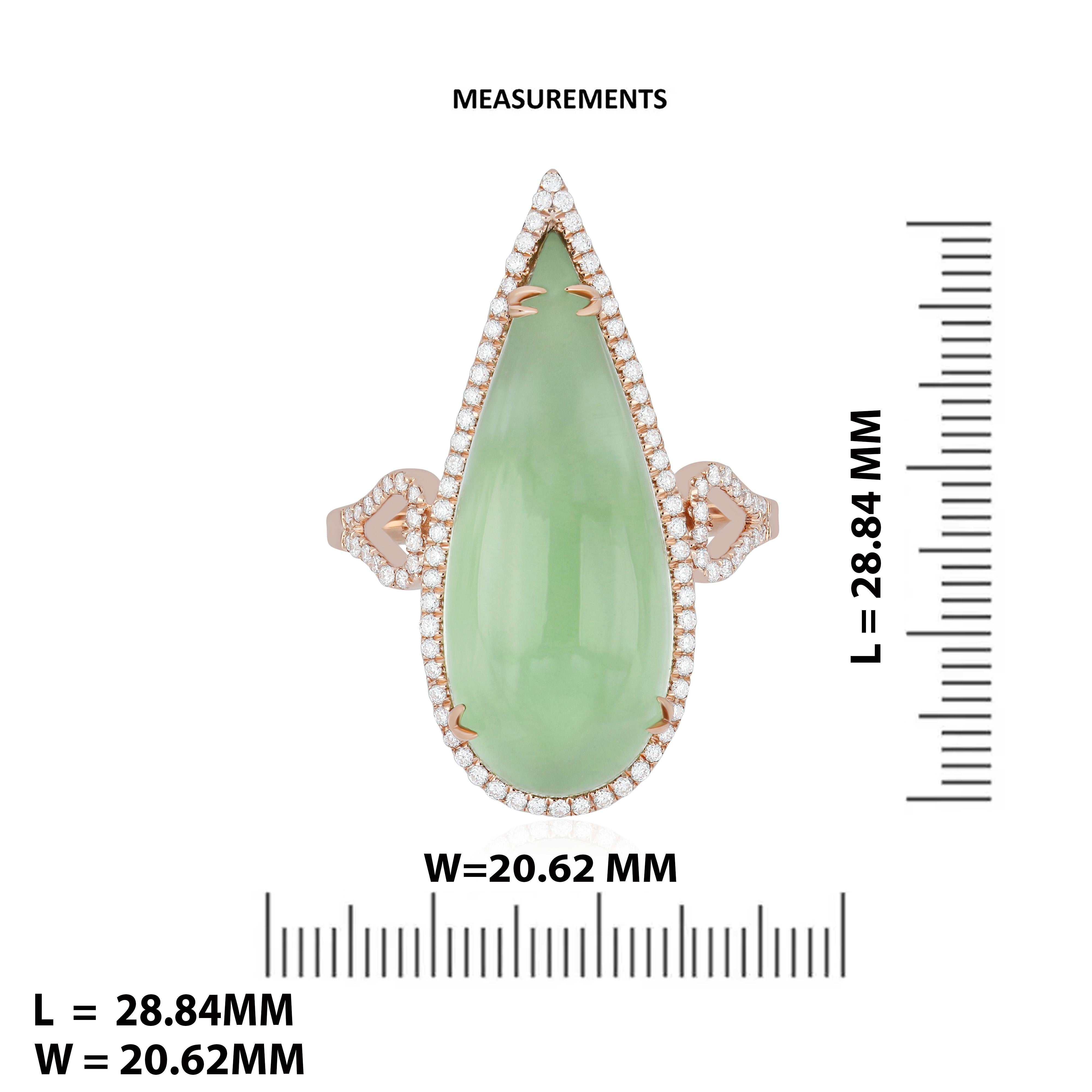Mint Quartz and Diamond Ring in 14karat Rose Gold Hand-Craft Ring In New Condition For Sale In JAIPUR, IN