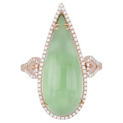 Bague en or rose 14 carats avec quartz à la menthe et diamants Craft