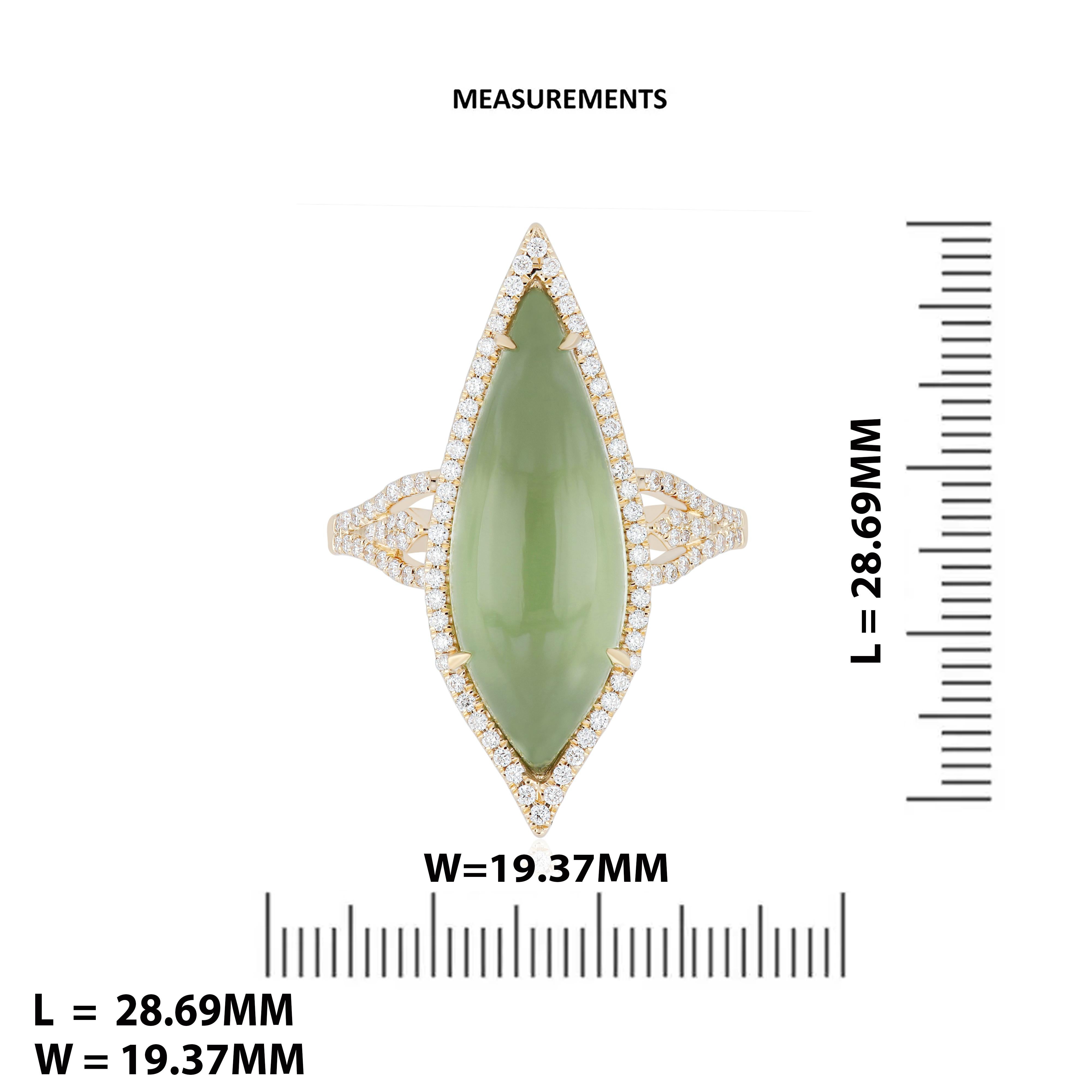 Women's Mint Quartz and Diamond Ring in 14karat Yellow Gold Hand-Craft Beautiful Ring For Sale