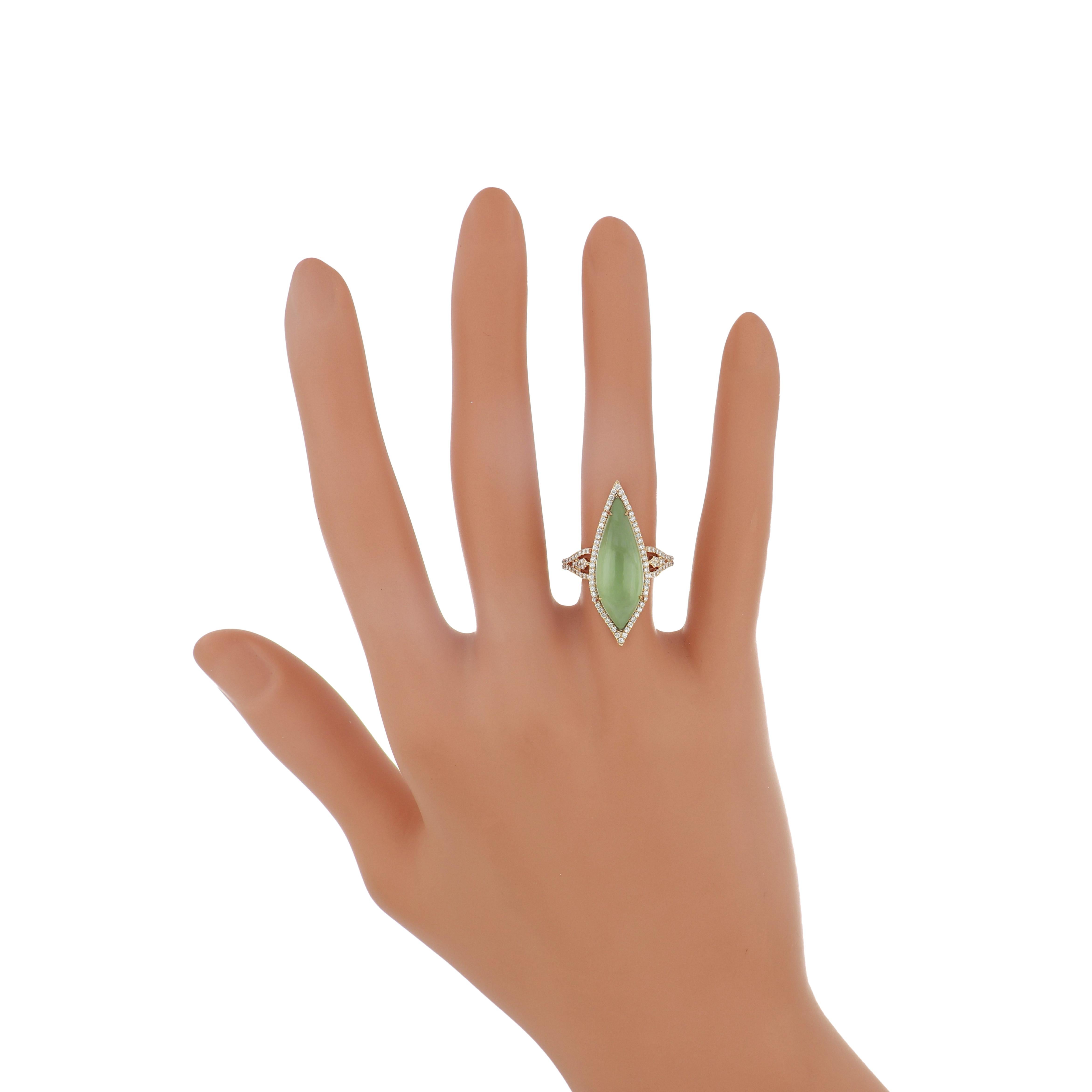 Mint Quartz and Diamond Ring in 14karat Yellow Gold Hand-Craft Beautiful Ring For Sale 1