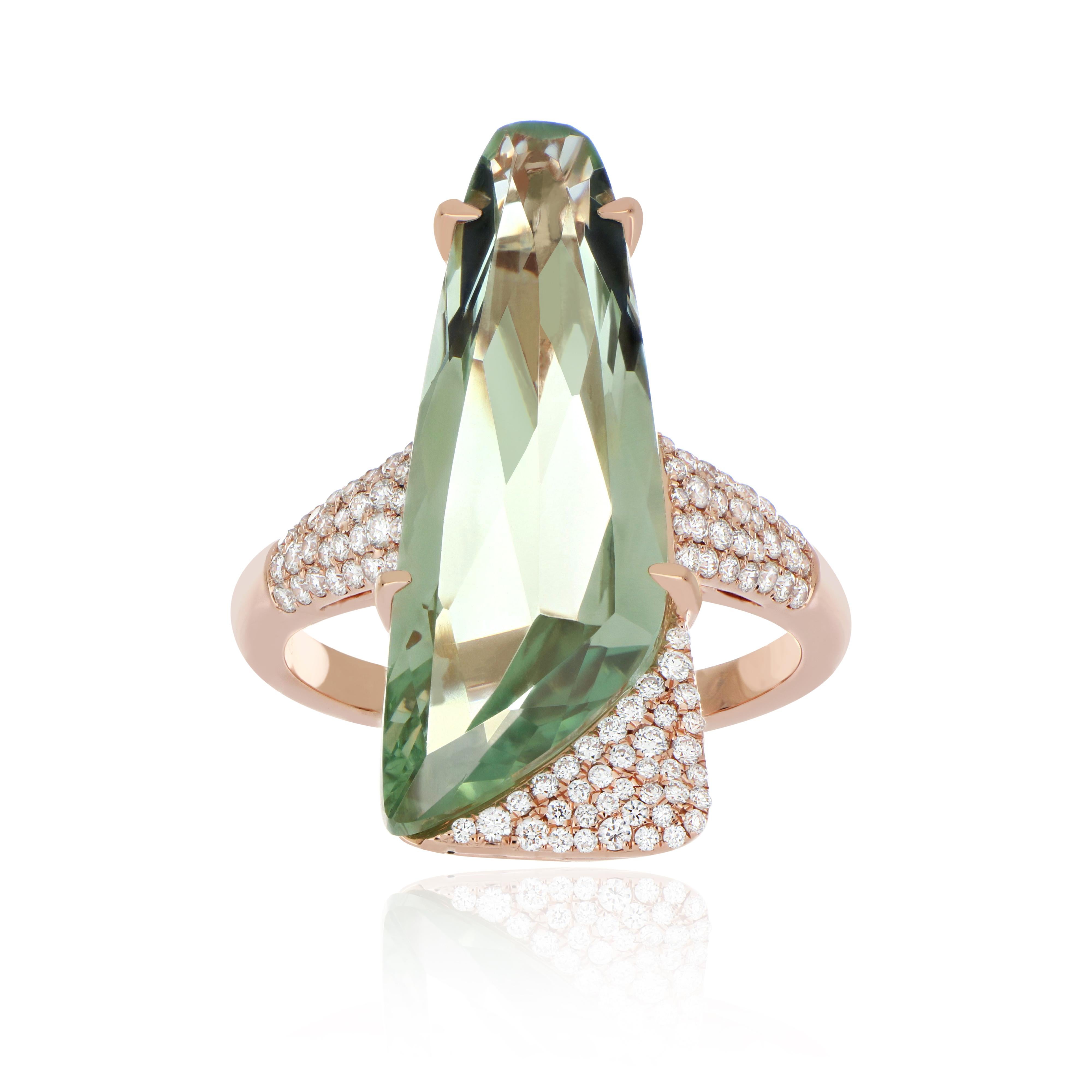 For Sale:  Mint Quartz London Blue Topaz and Diamond Elongated Ring Earring and Pendant Set 5