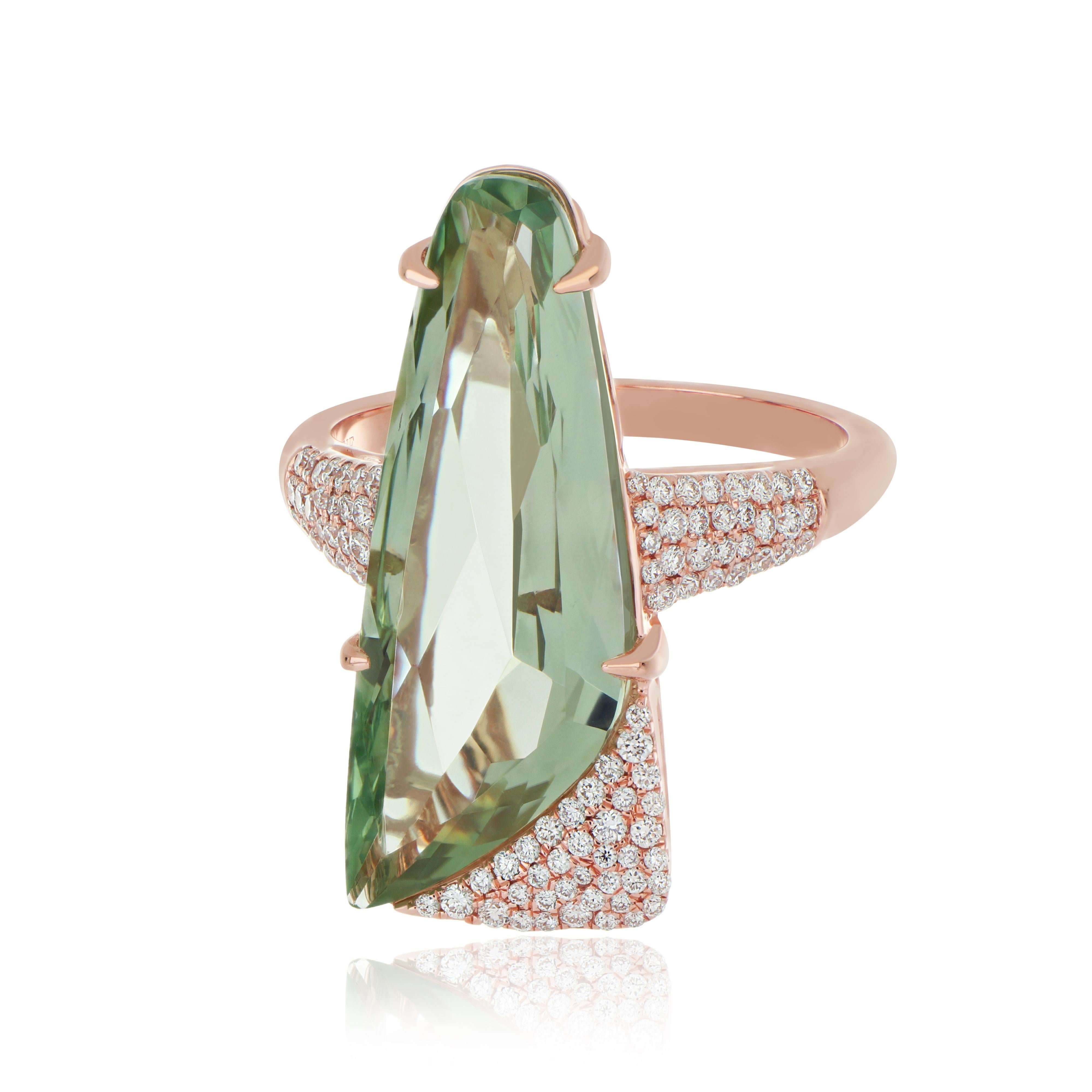 For Sale:  Mint Quartz London Blue Topaz and Diamond Elongated Ring Earring and Pendant Set 6