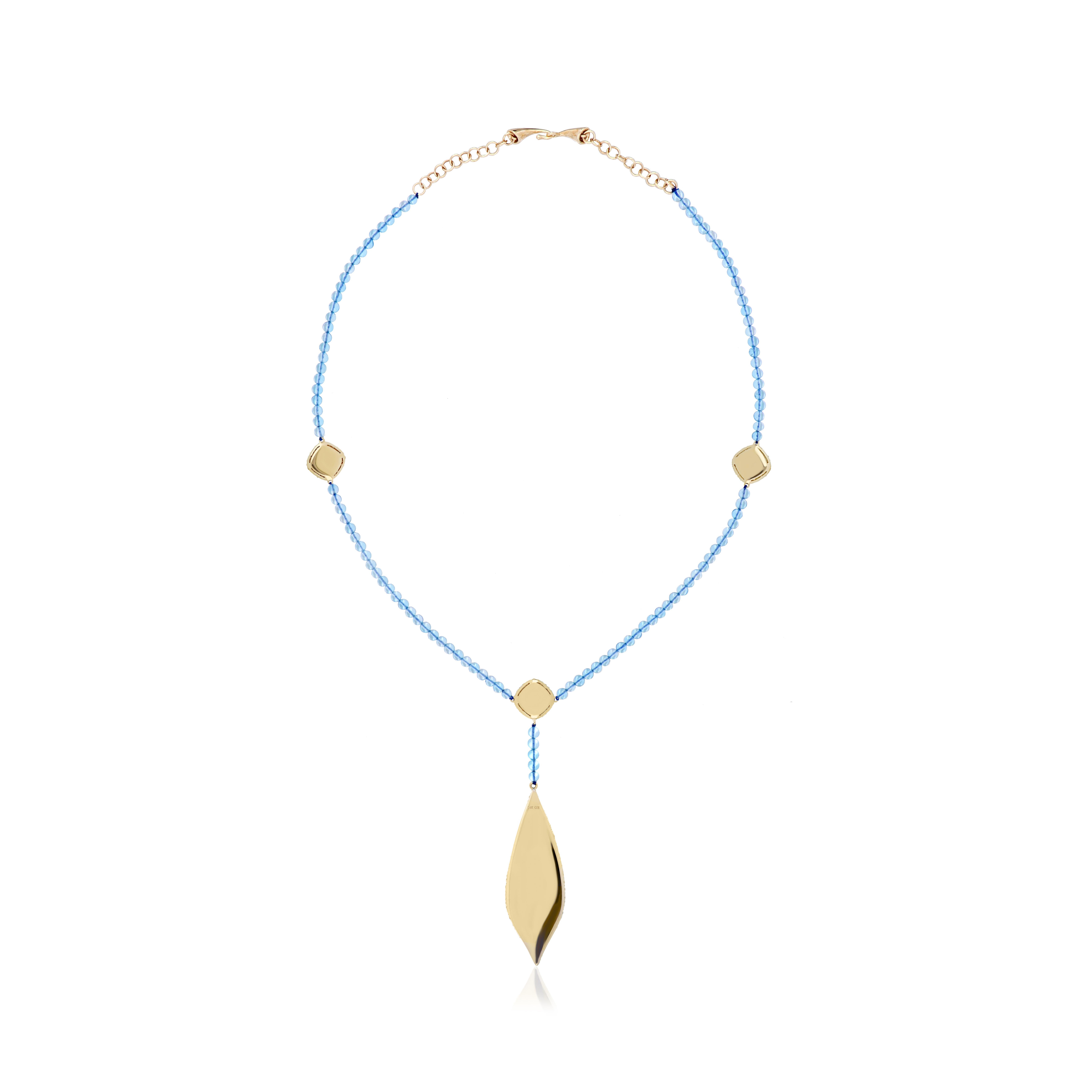 Mint Quartz, Swiss Blue Topaz & Diamond Earring, Necklace set 14k Yellow Gold For Sale 5
