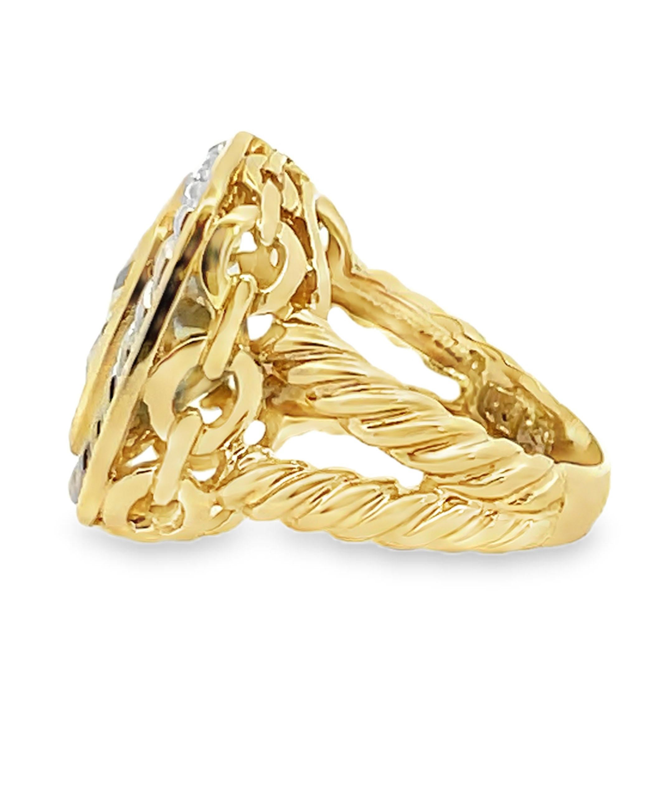 Anello in oro giallo e bianco 14k con quarzo menta per un totale di 9,10 carati.

*Taglia 7, può essere aumentata o diminuita fino a 2 taglie. 
