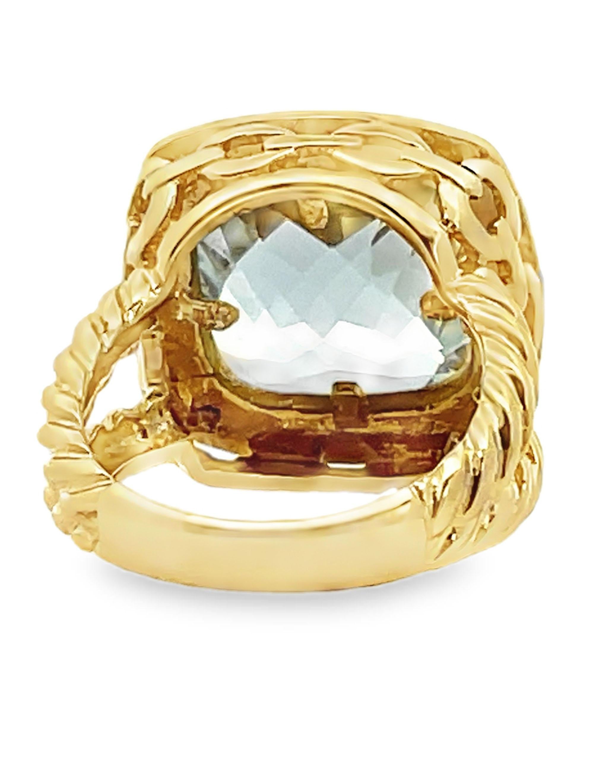 Contemporaneo Anello con cavo bicolore in quarzo menta 9,10 carati in oro 14k in vendita