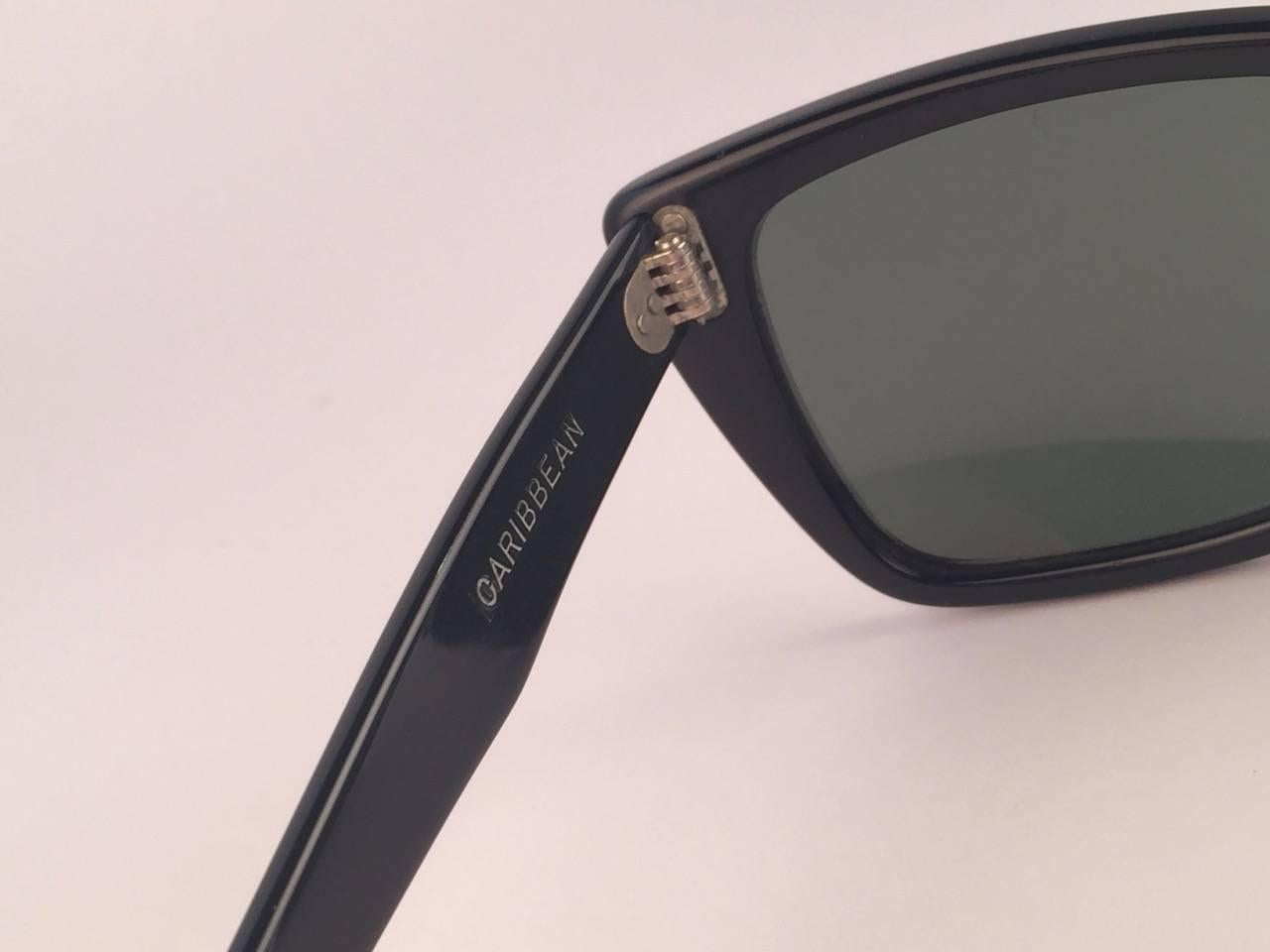 Mint Ray Ban Caribbean 1960's Mid Century Black G15 Lenses B&L USA Sunglasses 1