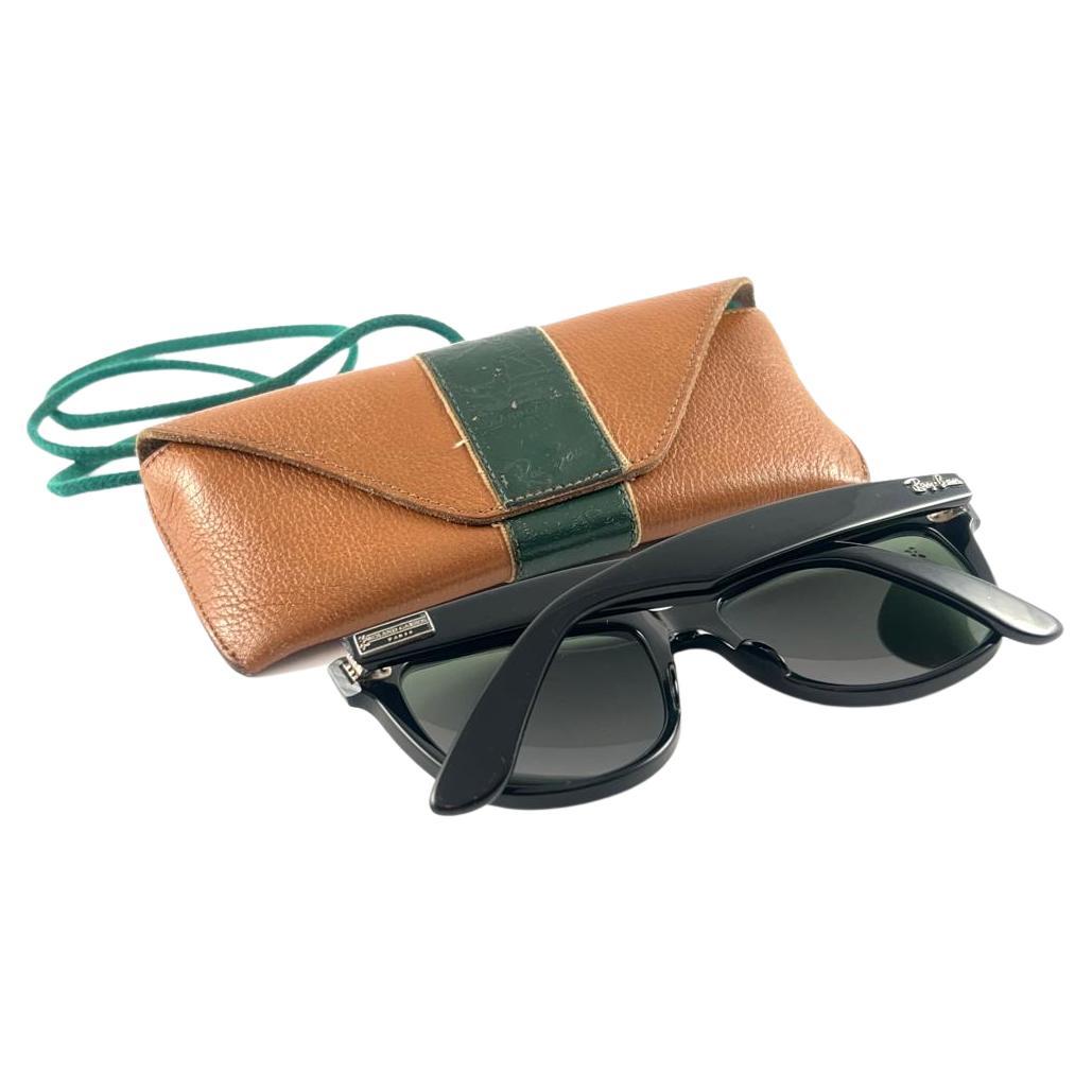 Mint Ray Ban The Wayfarer II Roland Garros Edition G15 Lens USA 80er Jahre Sonnenbrille (Schwarz) im Angebot