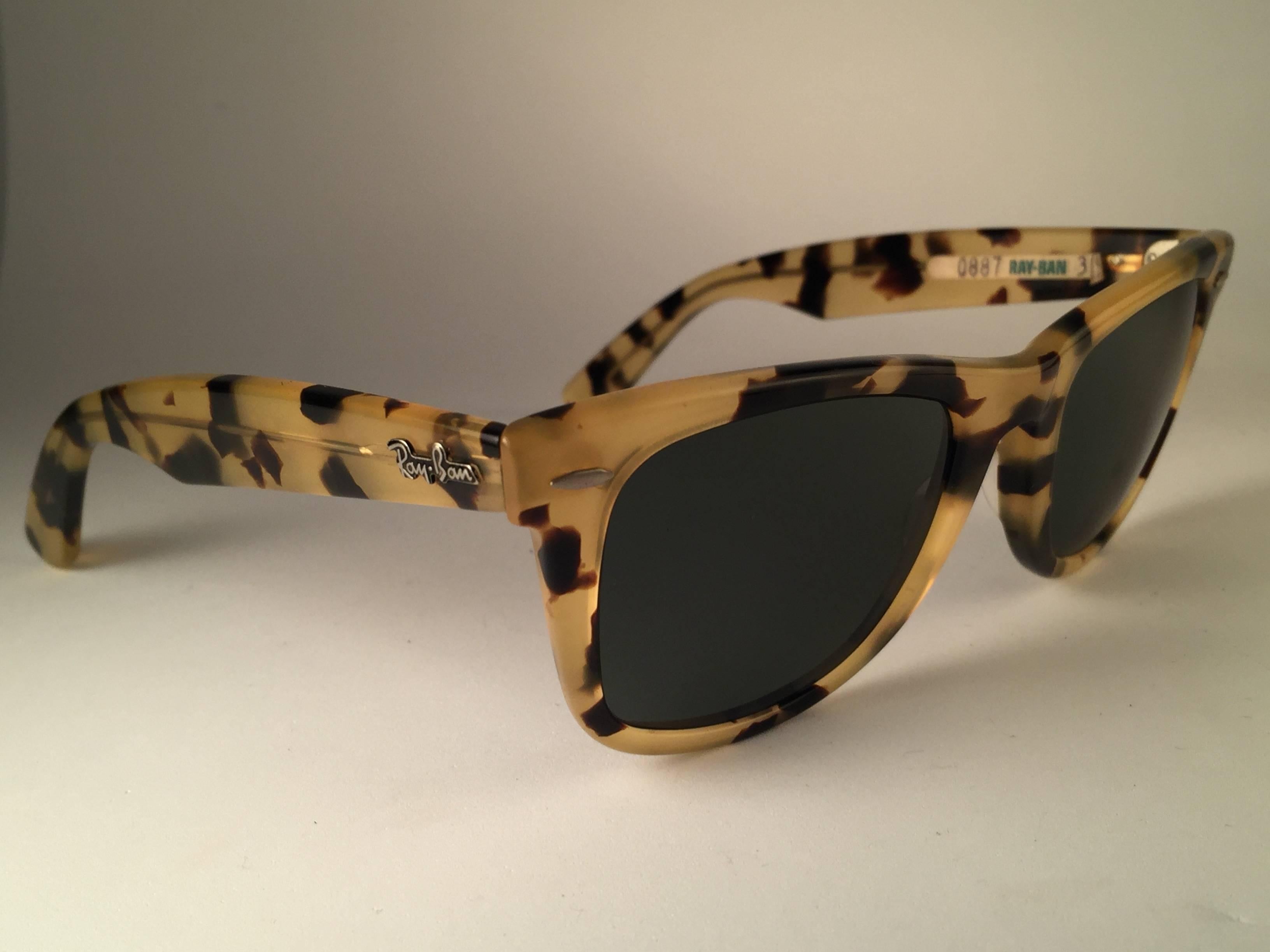 Black Mint Ray Ban The Wayfarer Light Tortoise G15 Grey Lenses USA 80's Sunglasses