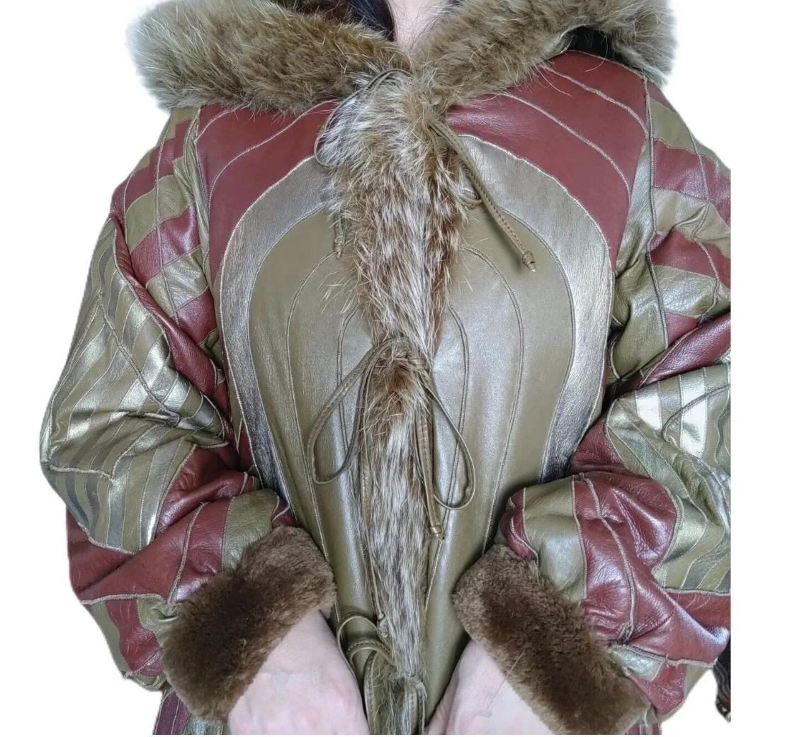 Mint reversible Christian Dior Multi Fur Coat fox beaver leather  (Size 12 - L) For Sale 11